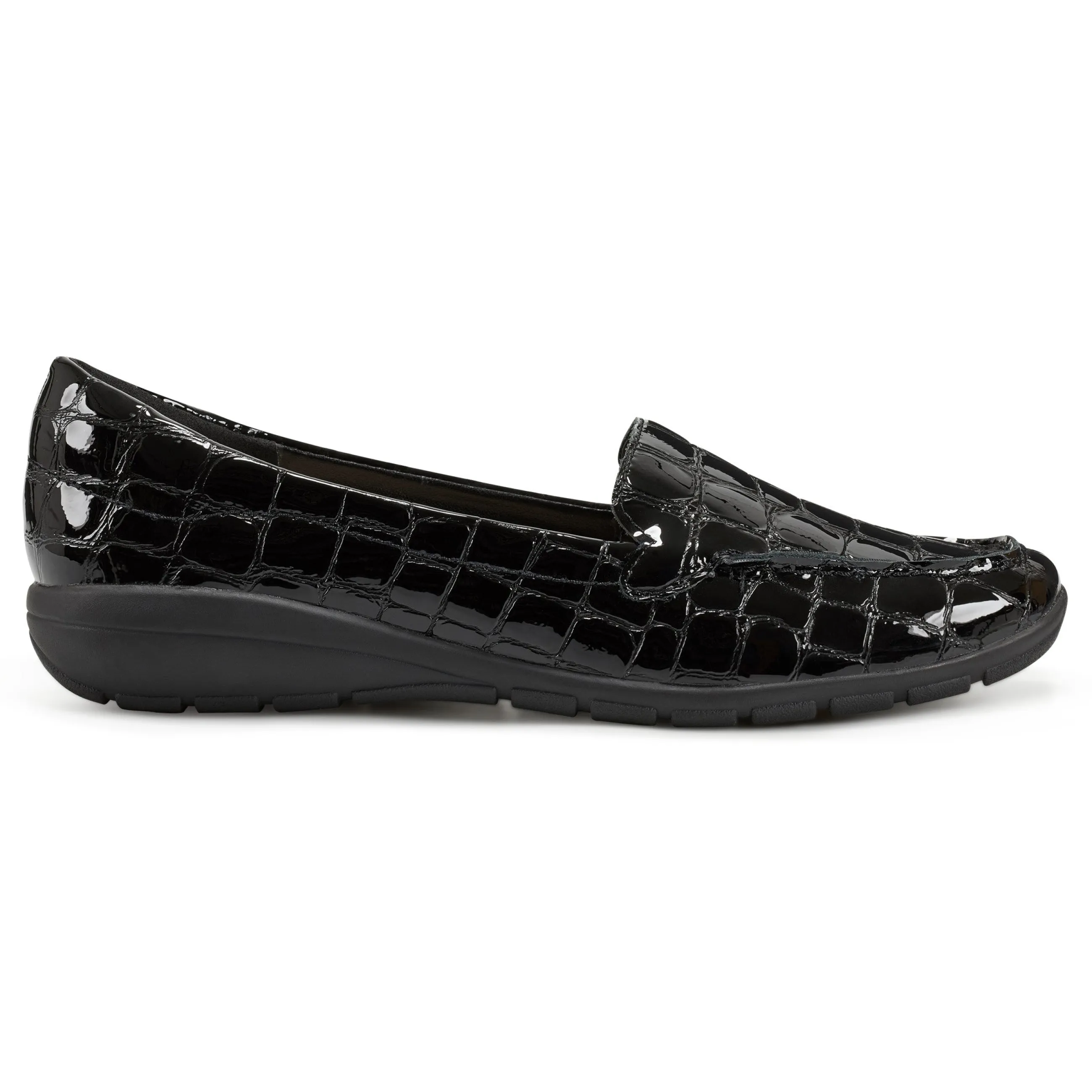 Outlet Easy Spirit Abide Croco Print Casual Flats BlackCrocoPatent