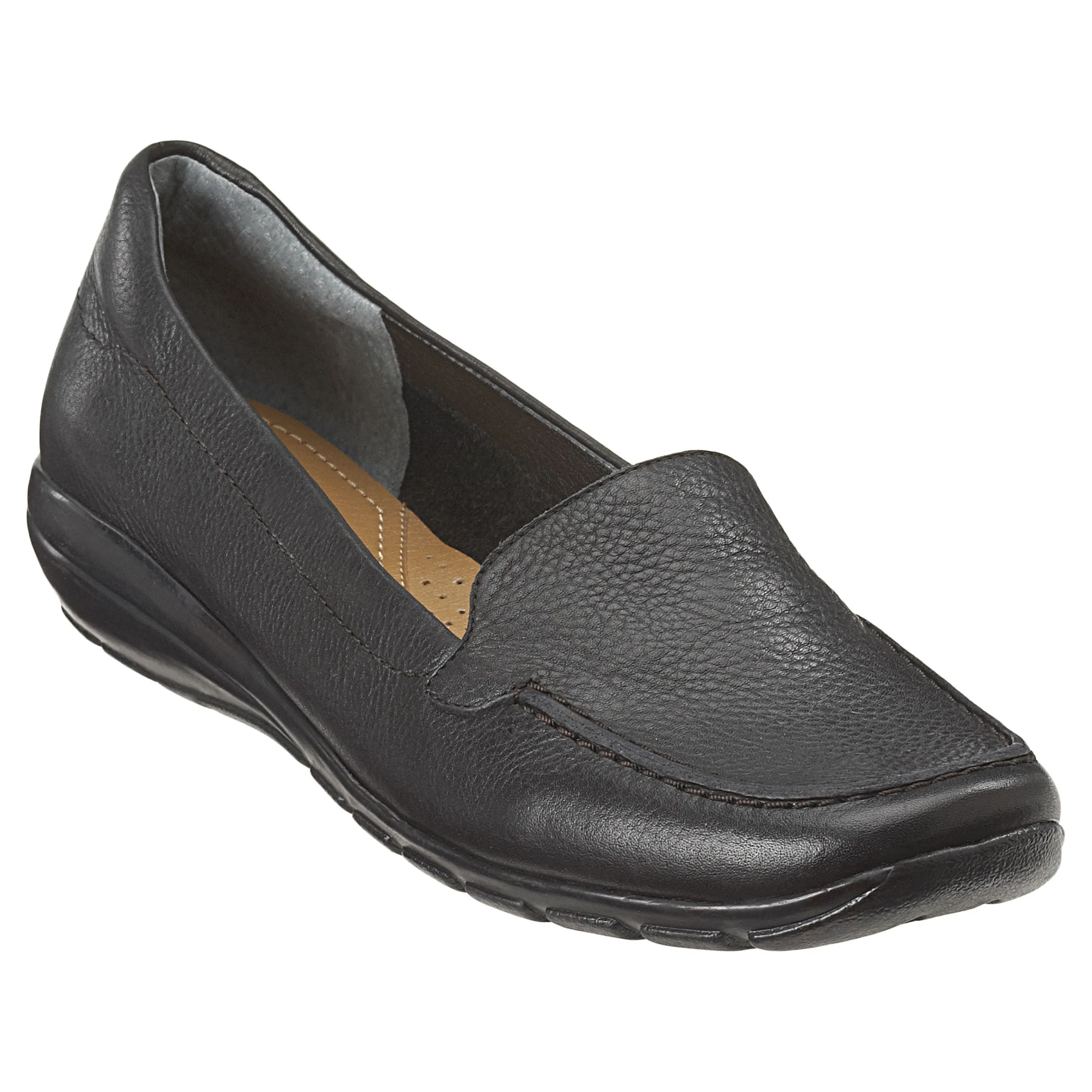 Best Easy Spirit Abide Leather Casual Flats BlackLeather