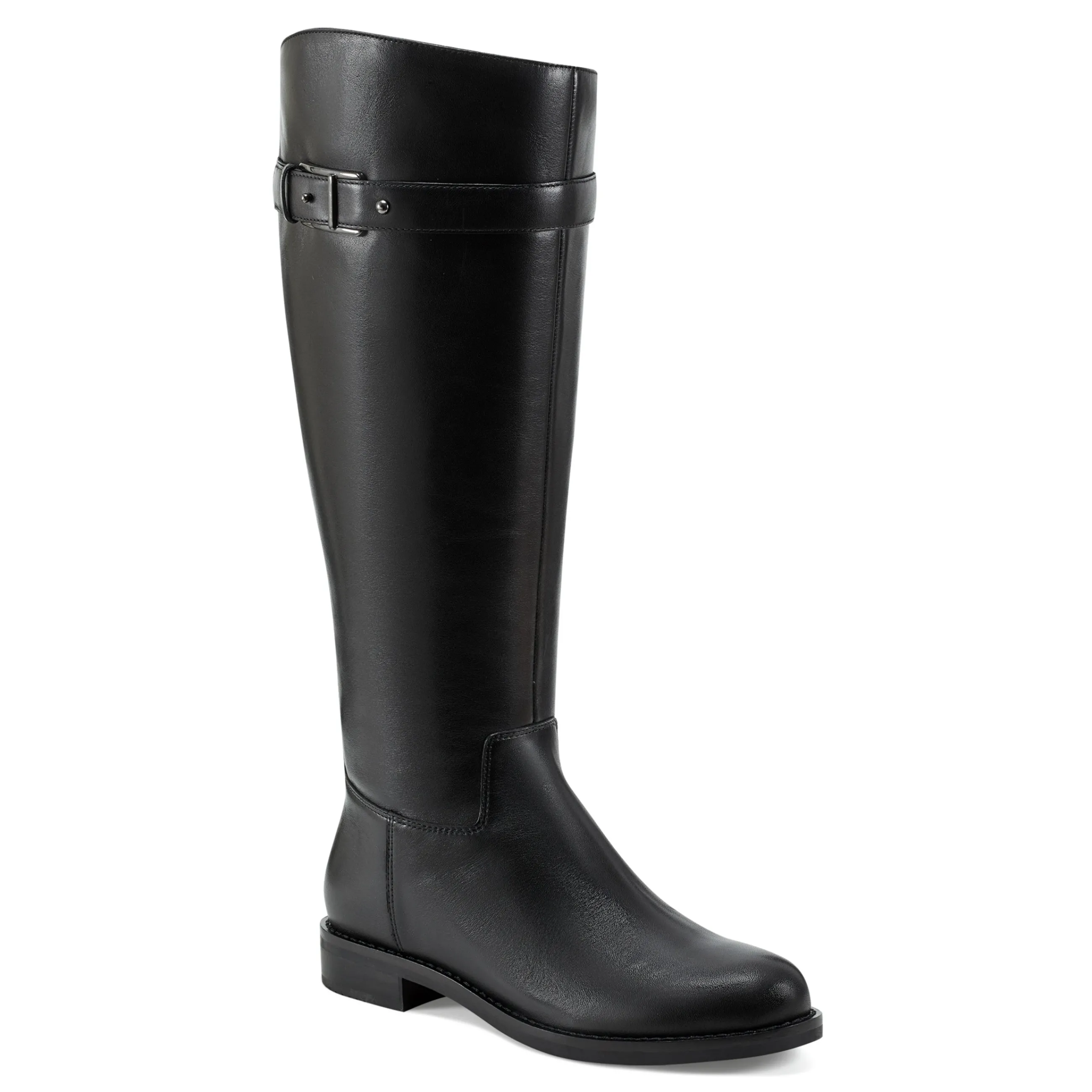 Sale Easy Spirit Aubrey Wide Calf Casual Boots BlackLeather