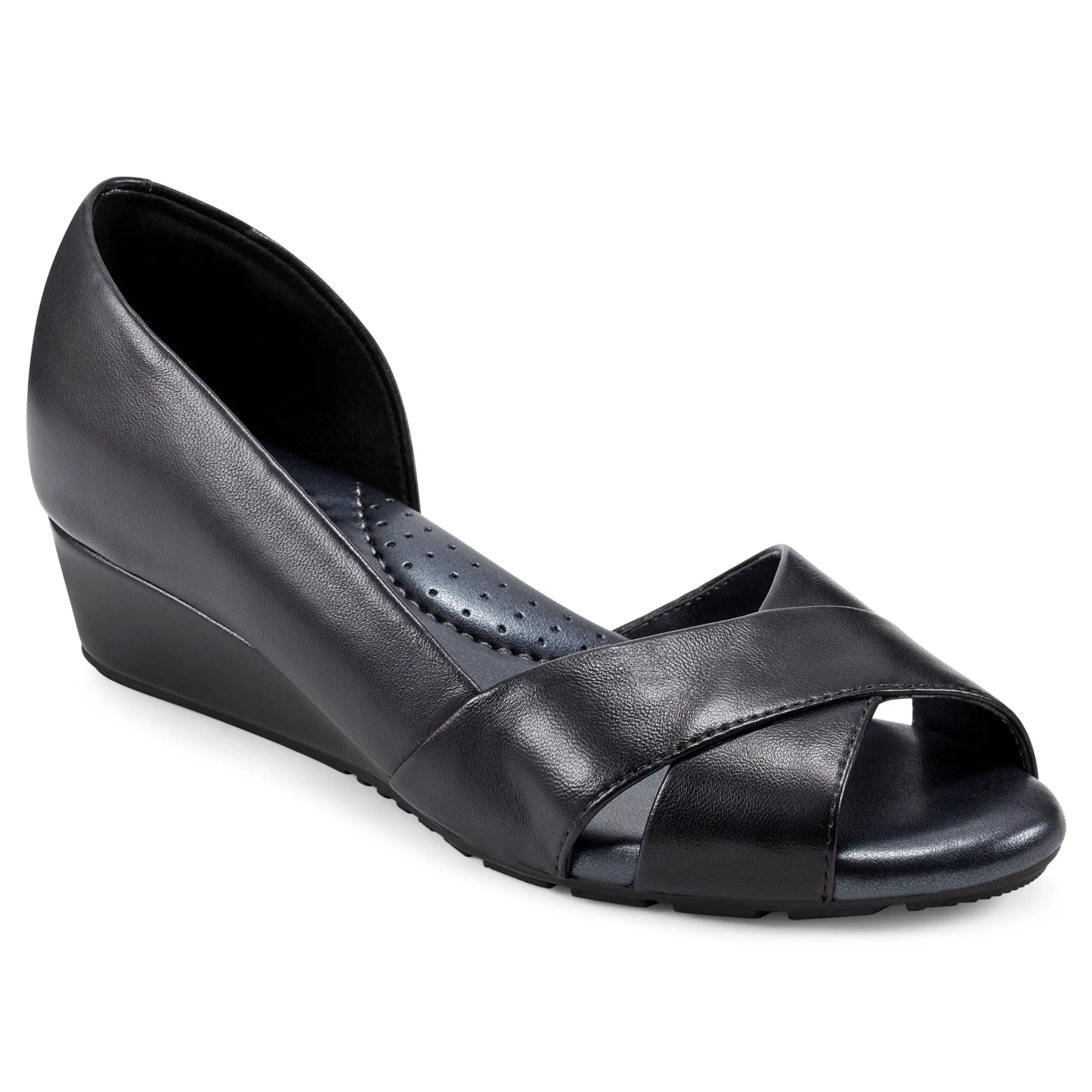 Best Easy Spirit Bernie Dress Wedges BlackLeather