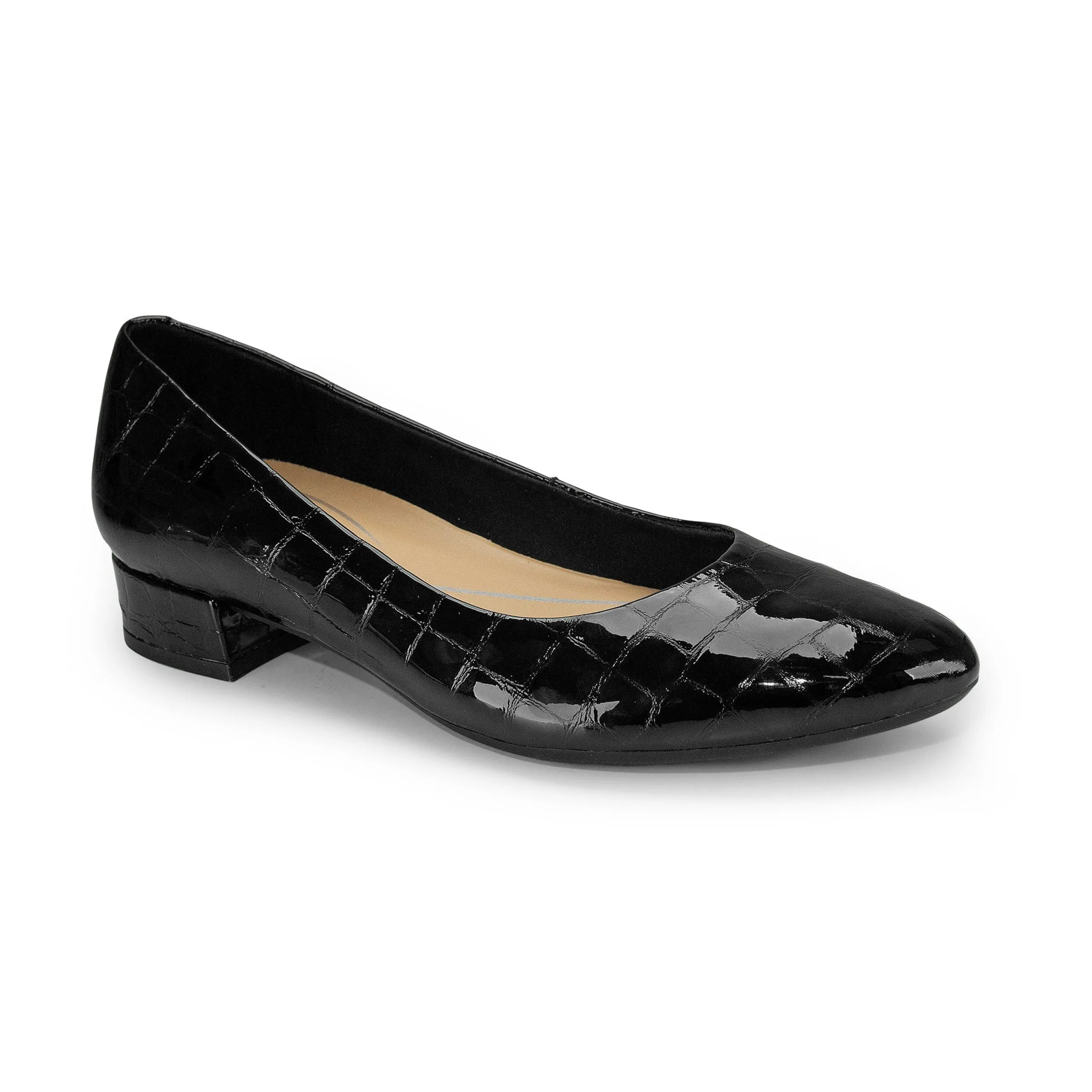 Shop Easy Spirit Caldise Low Heel Dress Shoes BlackCrocoPatent