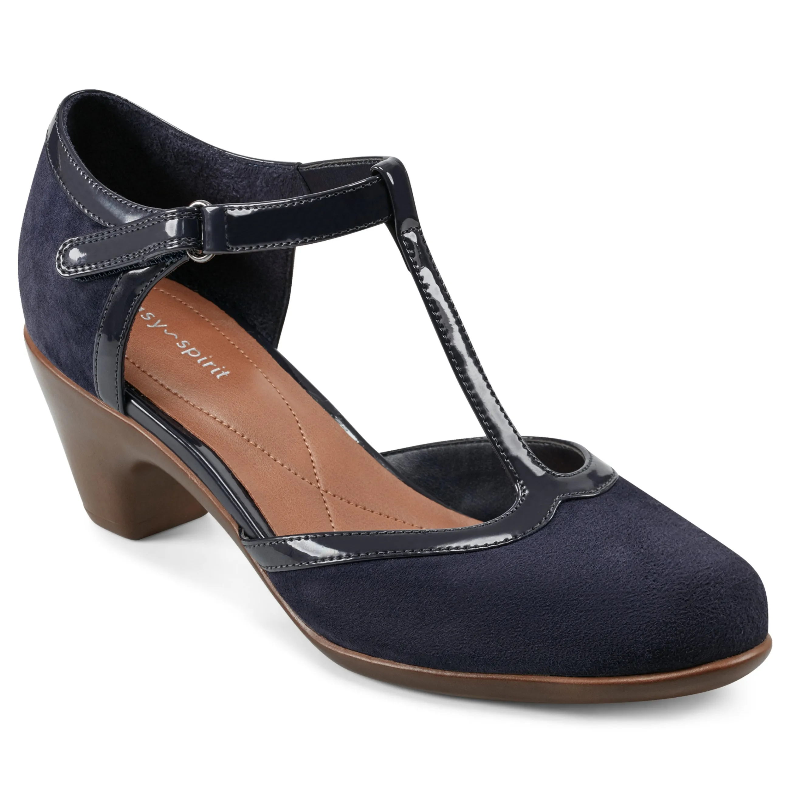 Outlet Easy Spirit Cara T-Strap Heels DarkBlueSuede