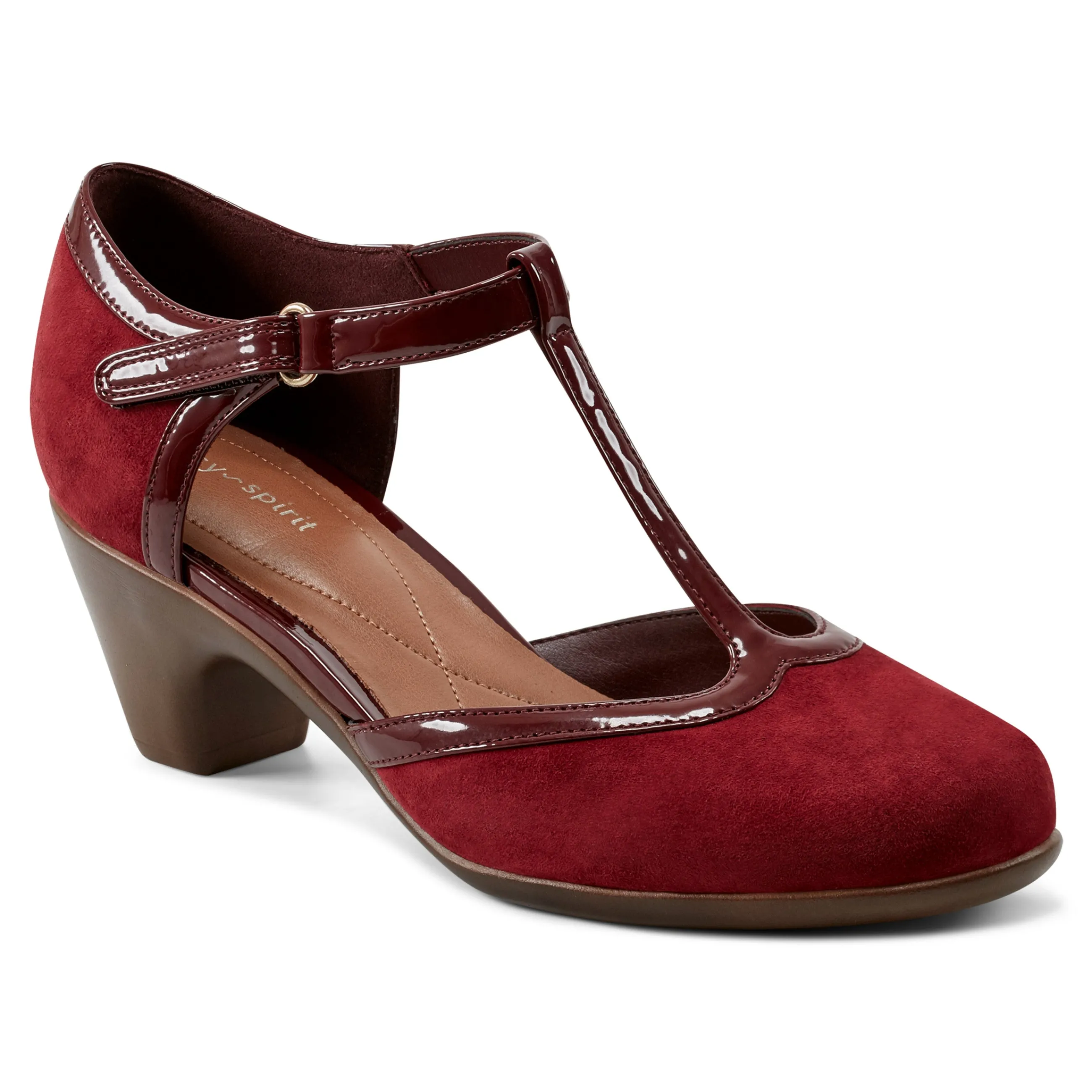 Store Easy Spirit Cara T-Strap Heels RedSuede