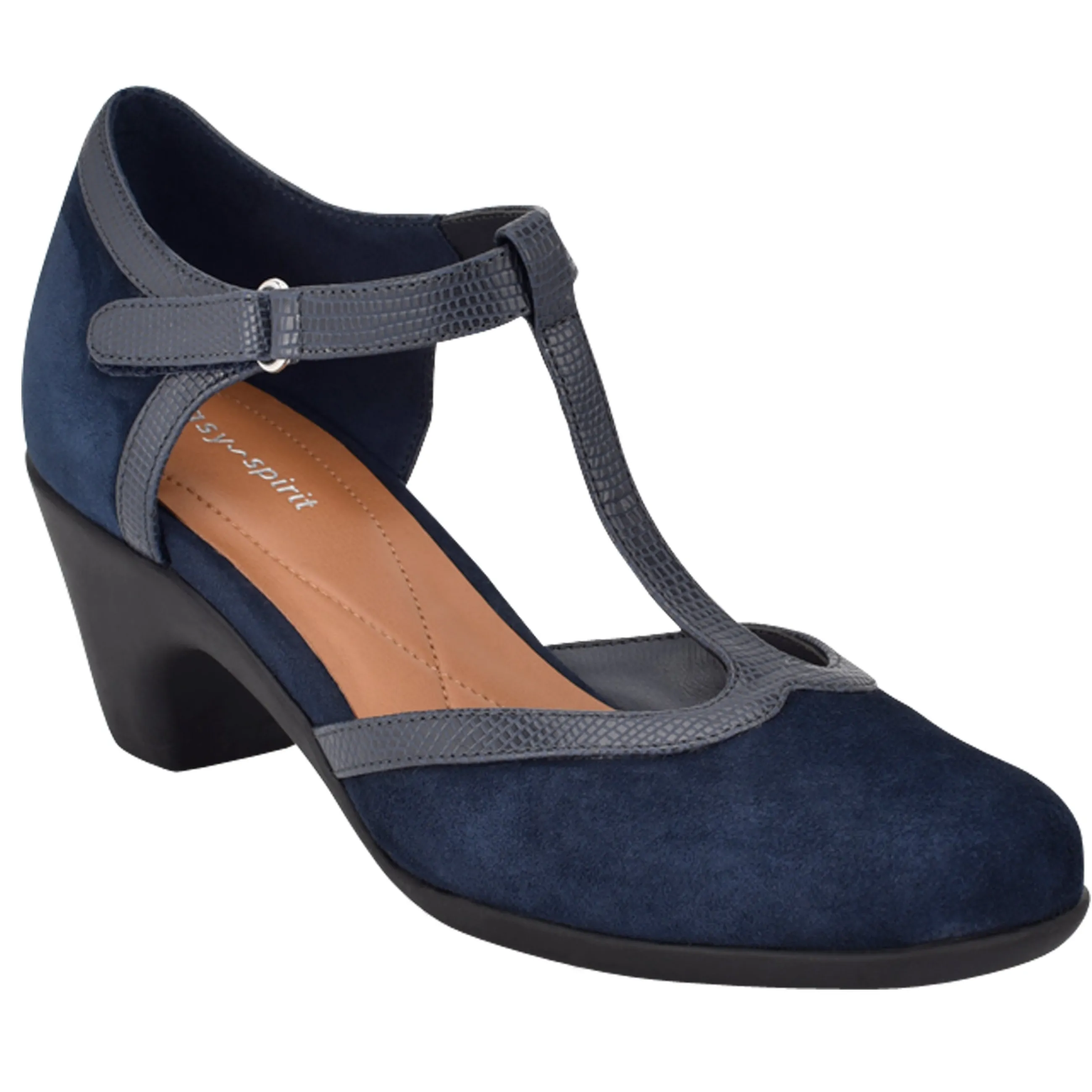 Hot Easy Spirit Cara T-Strap Heels NavySuede