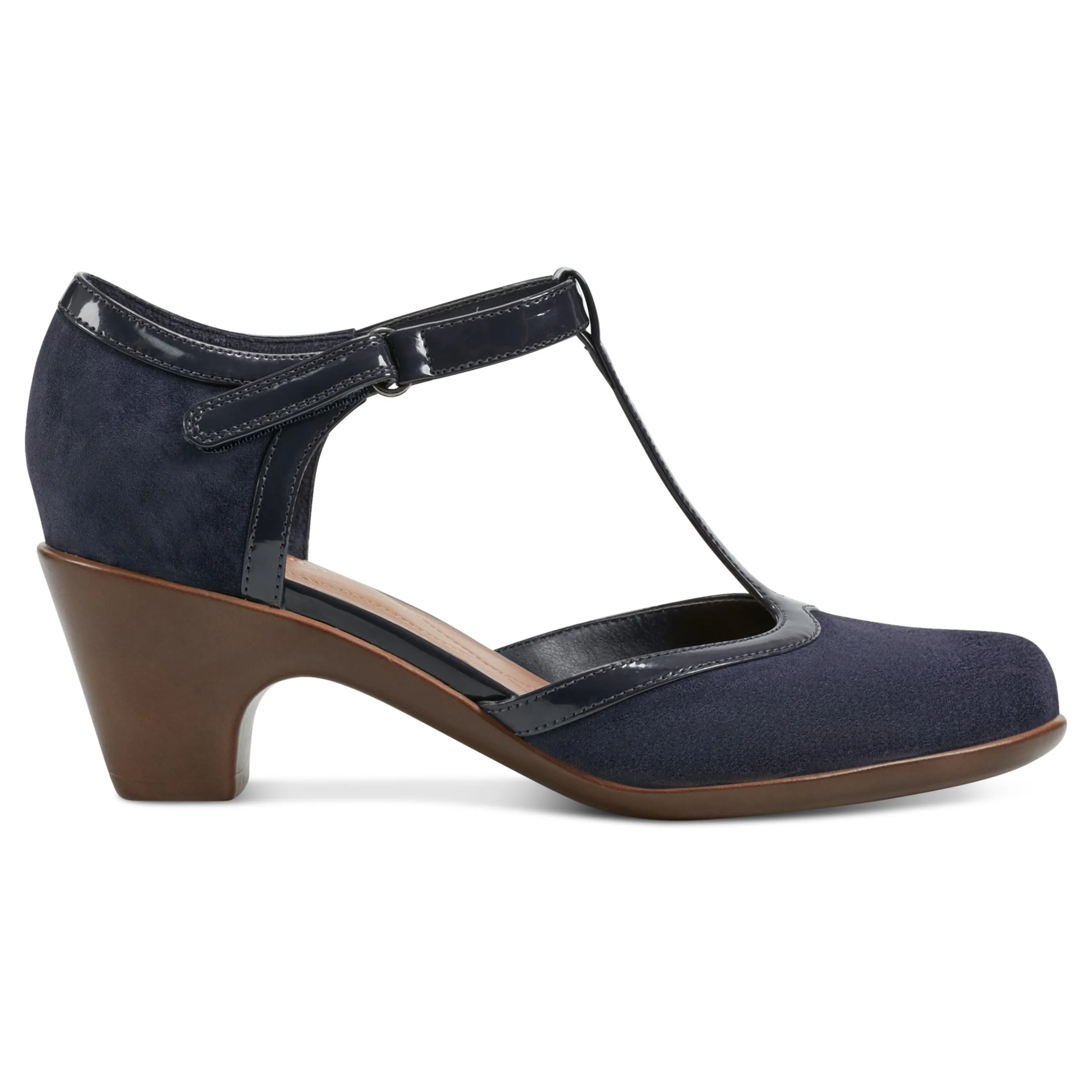 Outlet Easy Spirit Cara T-Strap Heels DarkBlueSuede