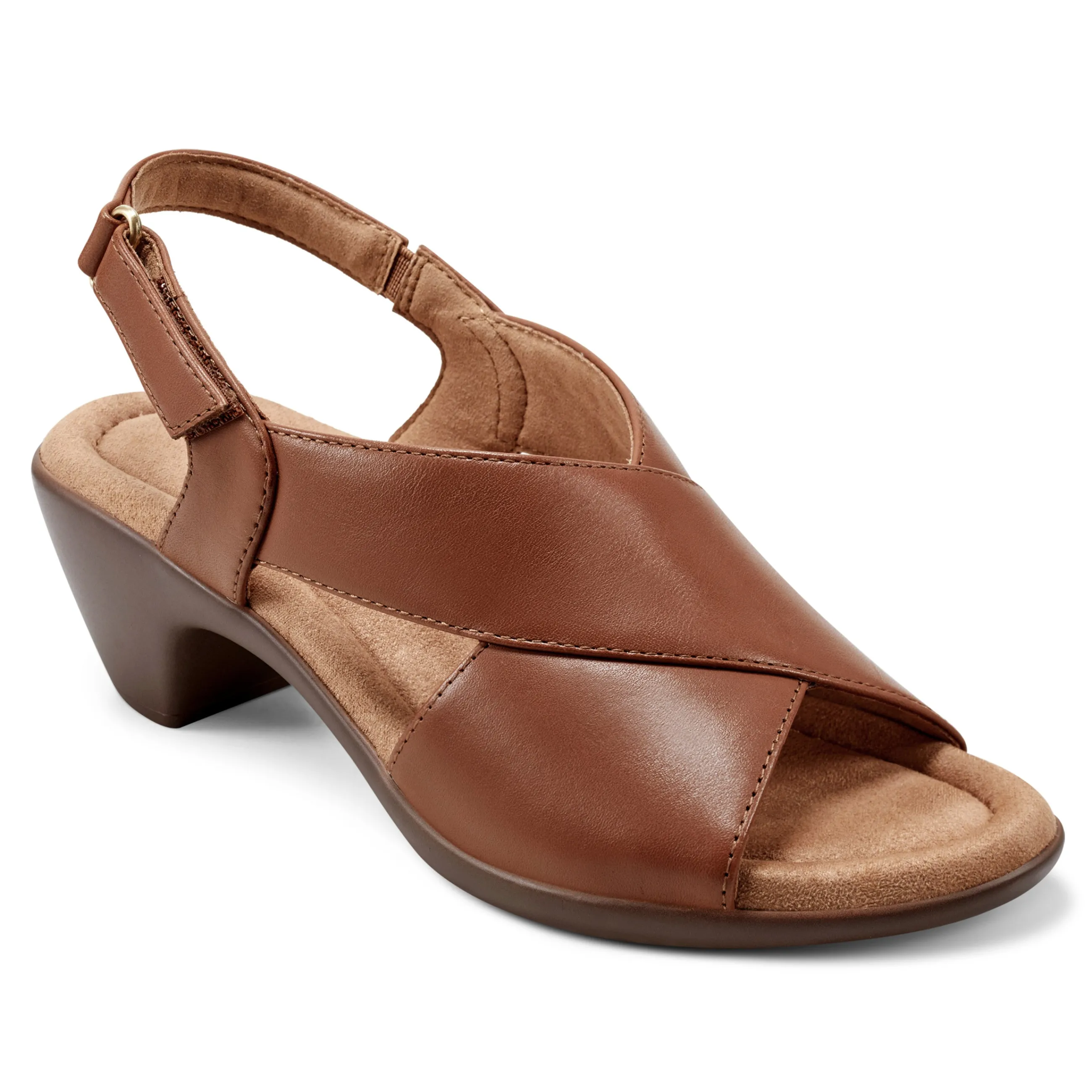 Best Sale Easy Spirit Chantal Casual Heeled Sandals BrownLeather