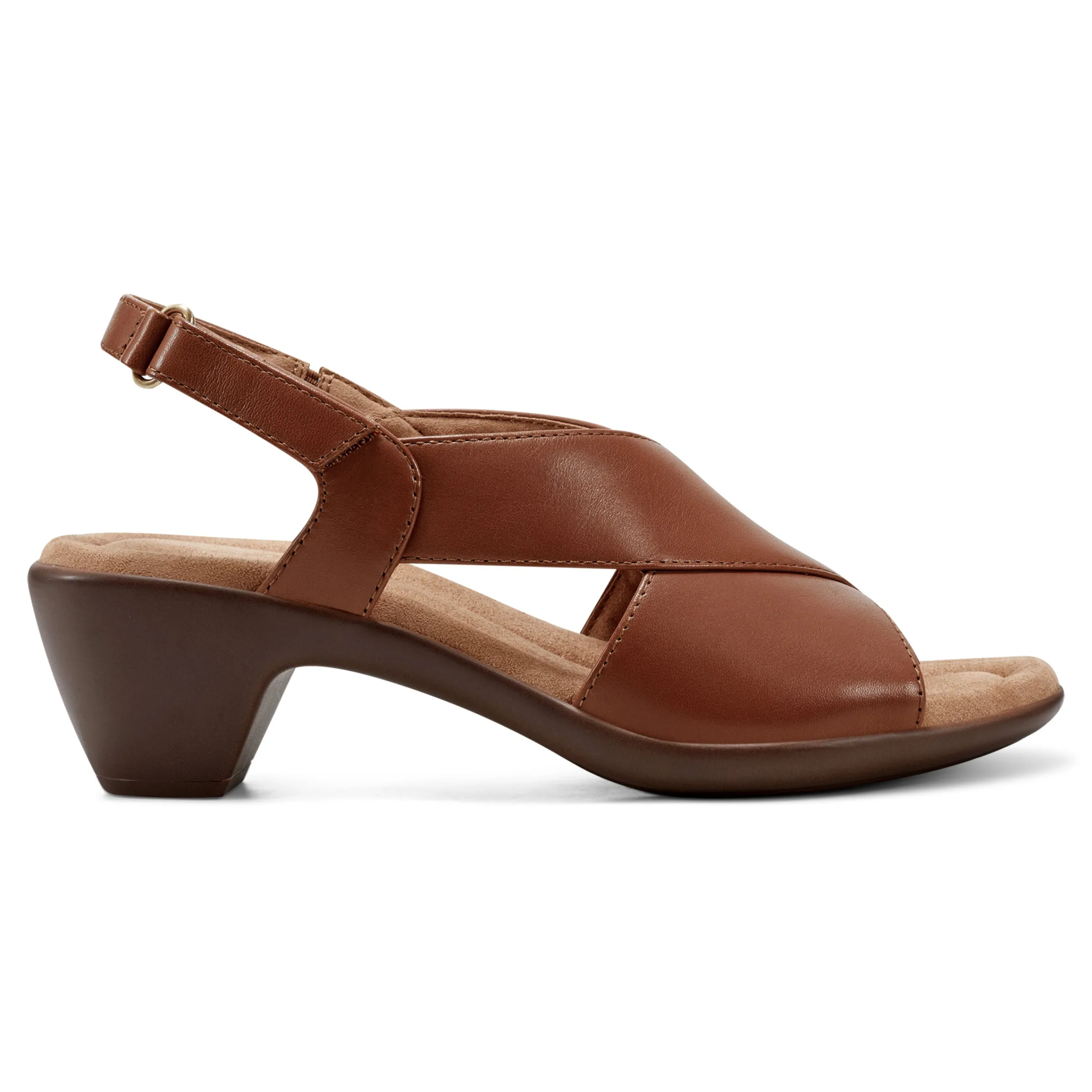 Best Sale Easy Spirit Chantal Casual Heeled Sandals BrownLeather