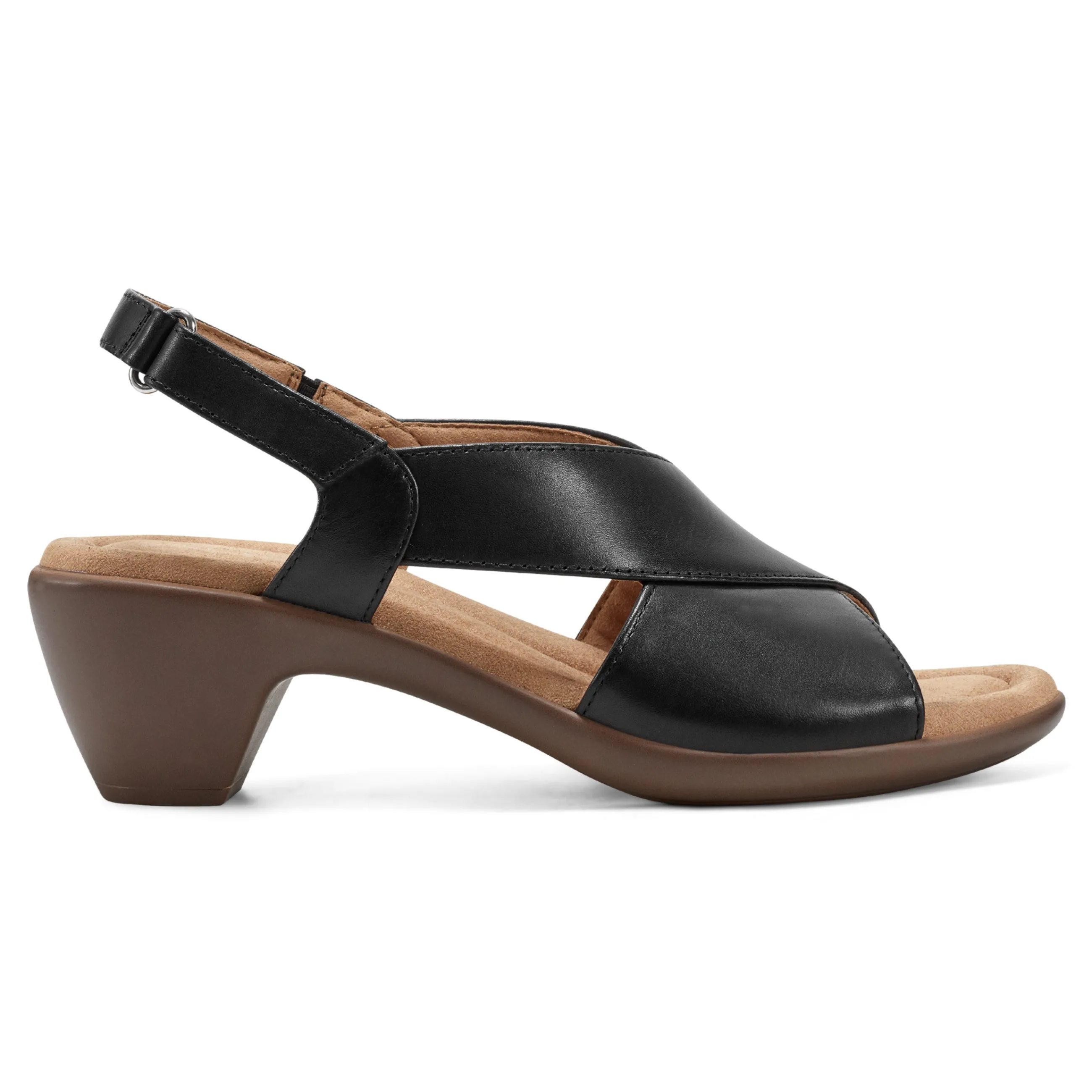 Clearance Easy Spirit Chantal Casual Heeled Sandals BlackLeather