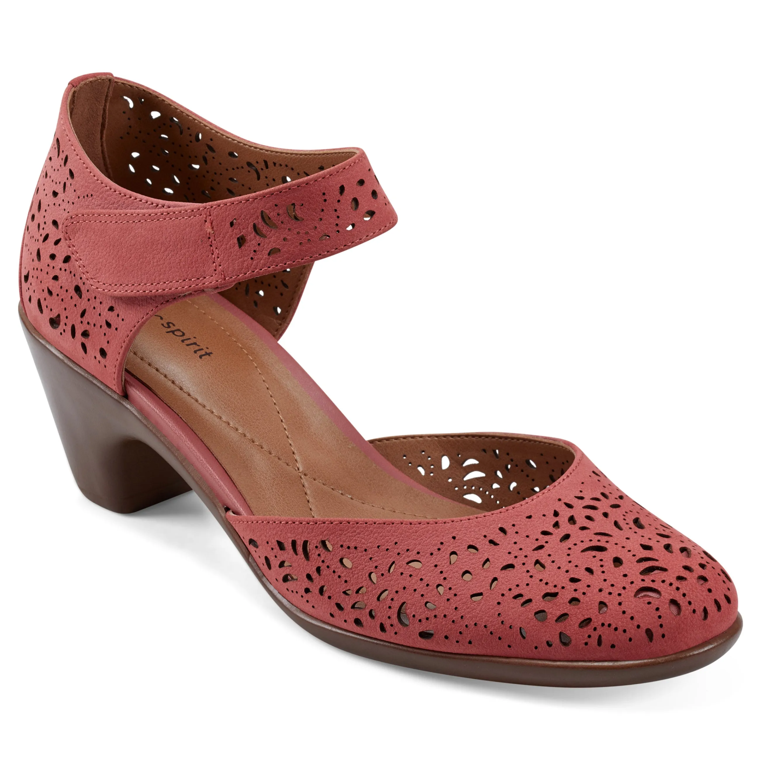 Cheap Easy Spirit Cindie Mary Jane Heels CoralLeatherNubuck