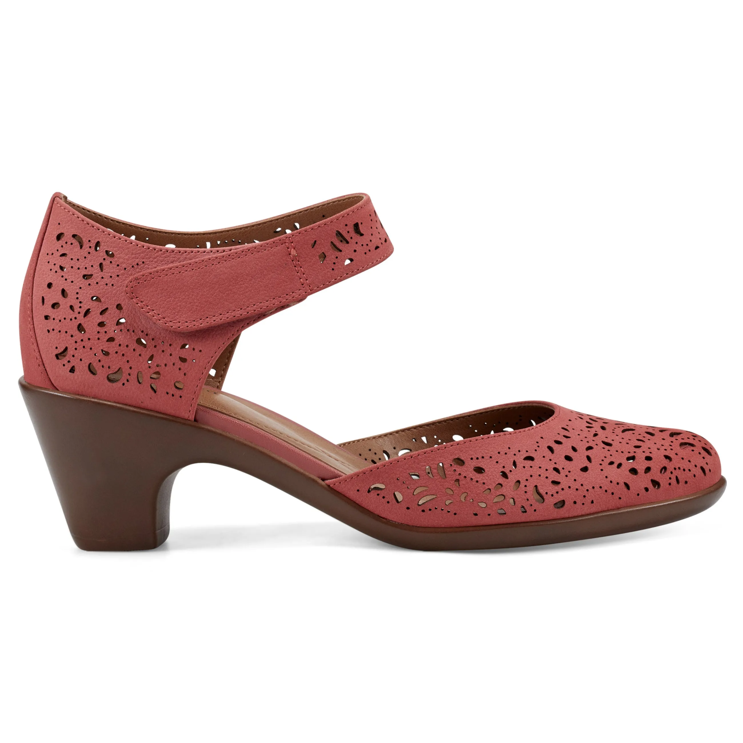 Cheap Easy Spirit Cindie Mary Jane Heels CoralLeatherNubuck