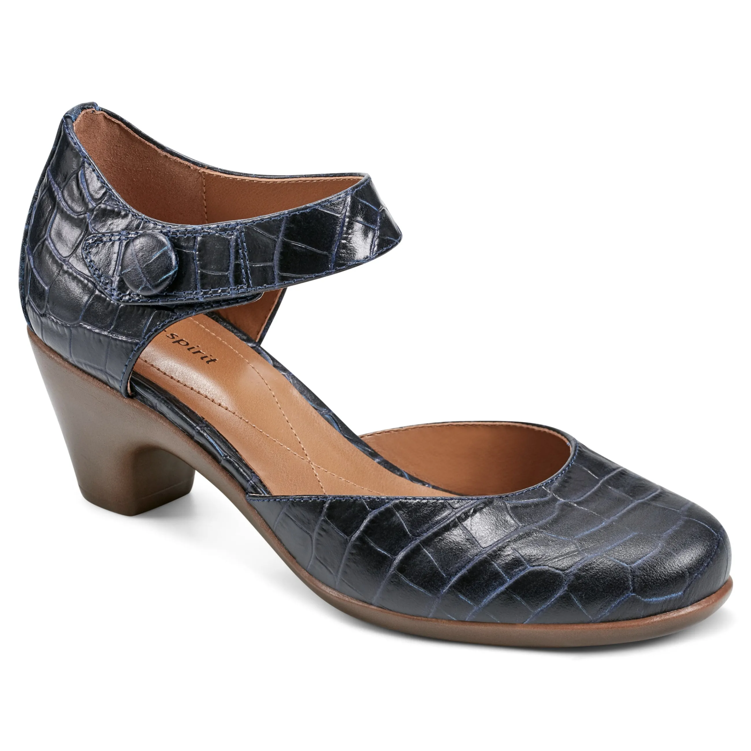 Fashion Easy Spirit Clarice Mary Jane Heels DarkBlueCroco