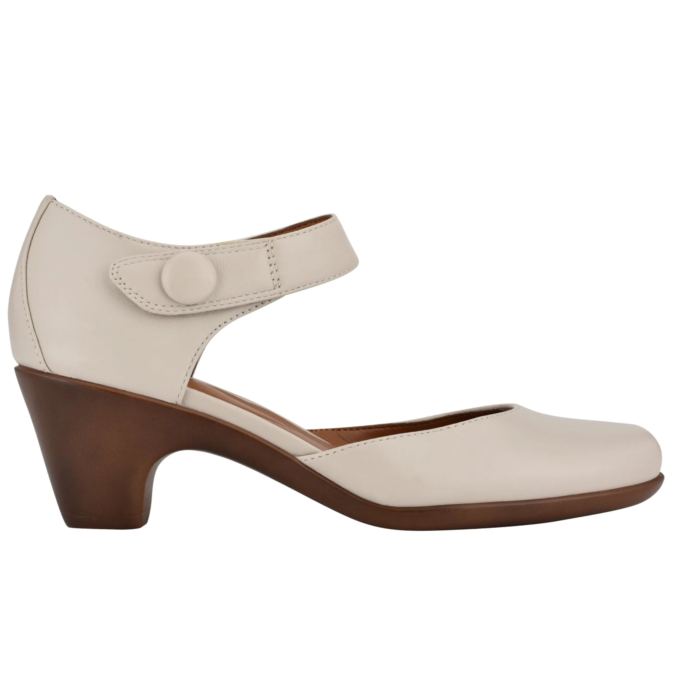 Sale Easy Spirit Clarice Mary Jane Heels IvoryLeather