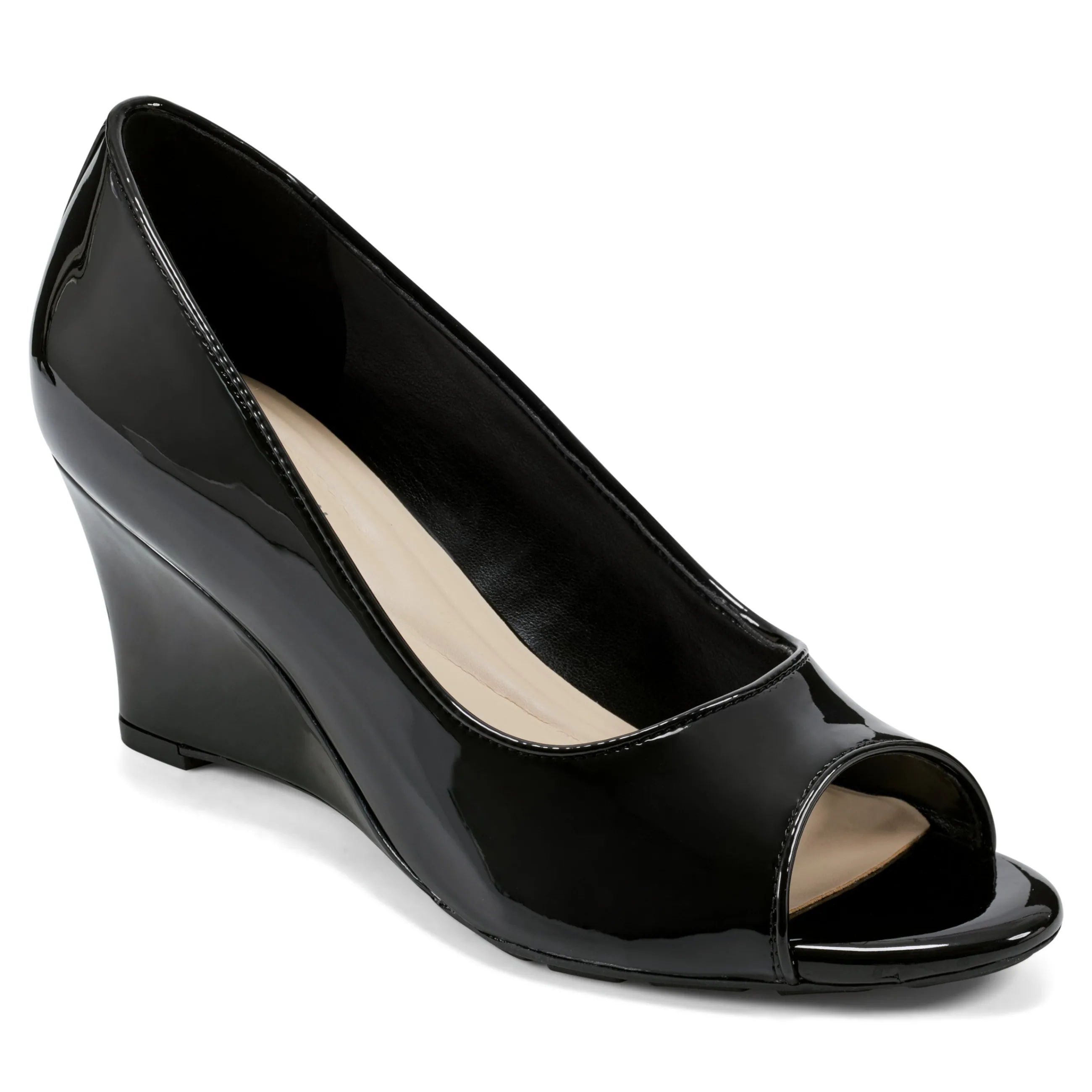 Fashion Easy Spirit Coleen Peep Toe Wedges Black