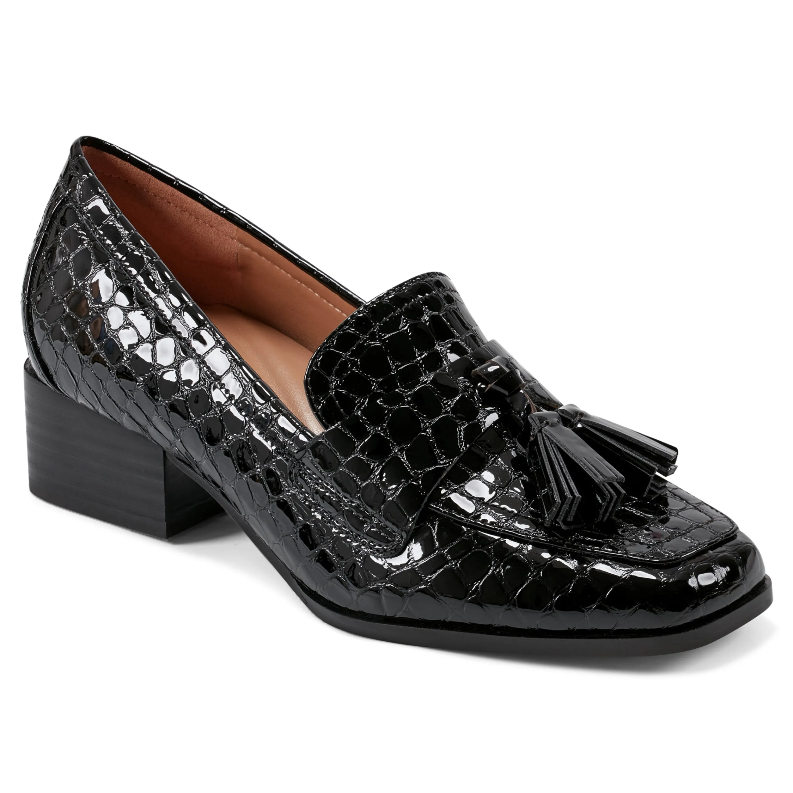 Best Easy Spirit Drew Dress Loafers BlackPatentLeatherCroco