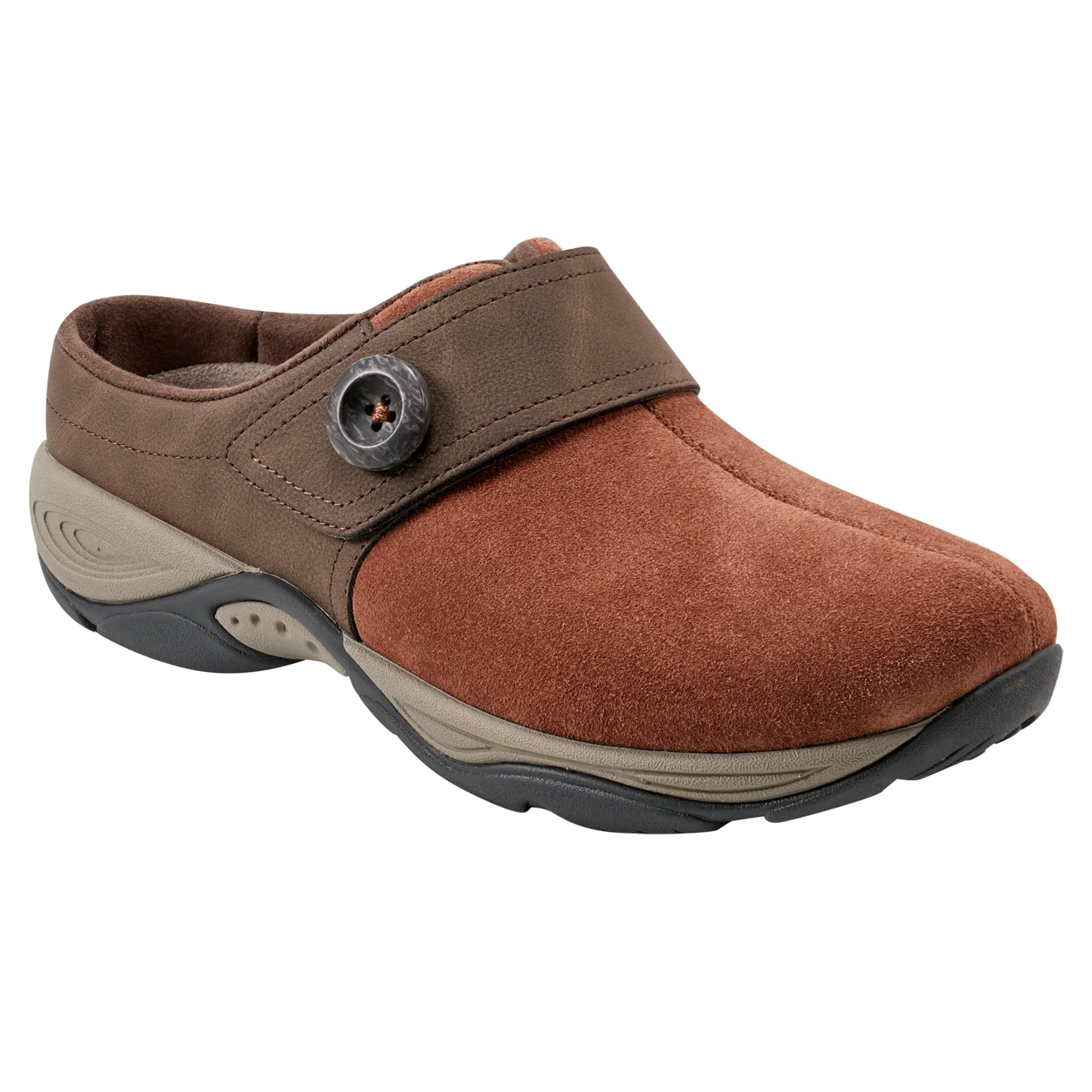 Fashion Easy Spirit Edline Slip On Casual Clogs BrownSuede