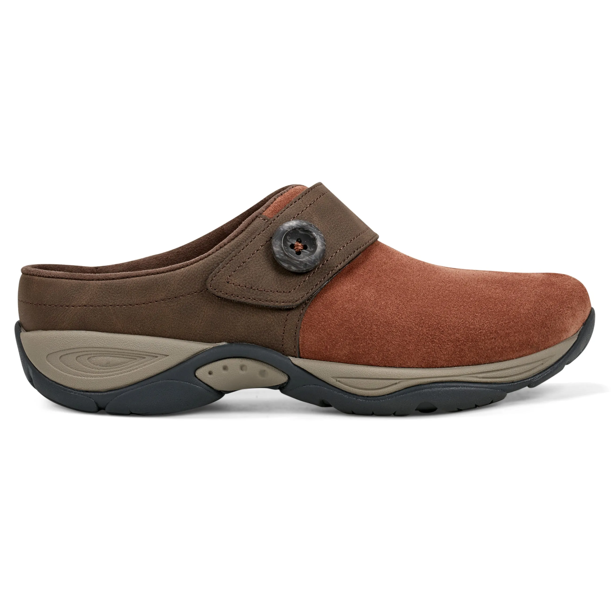 Fashion Easy Spirit Edline Slip On Casual Clogs BrownSuede