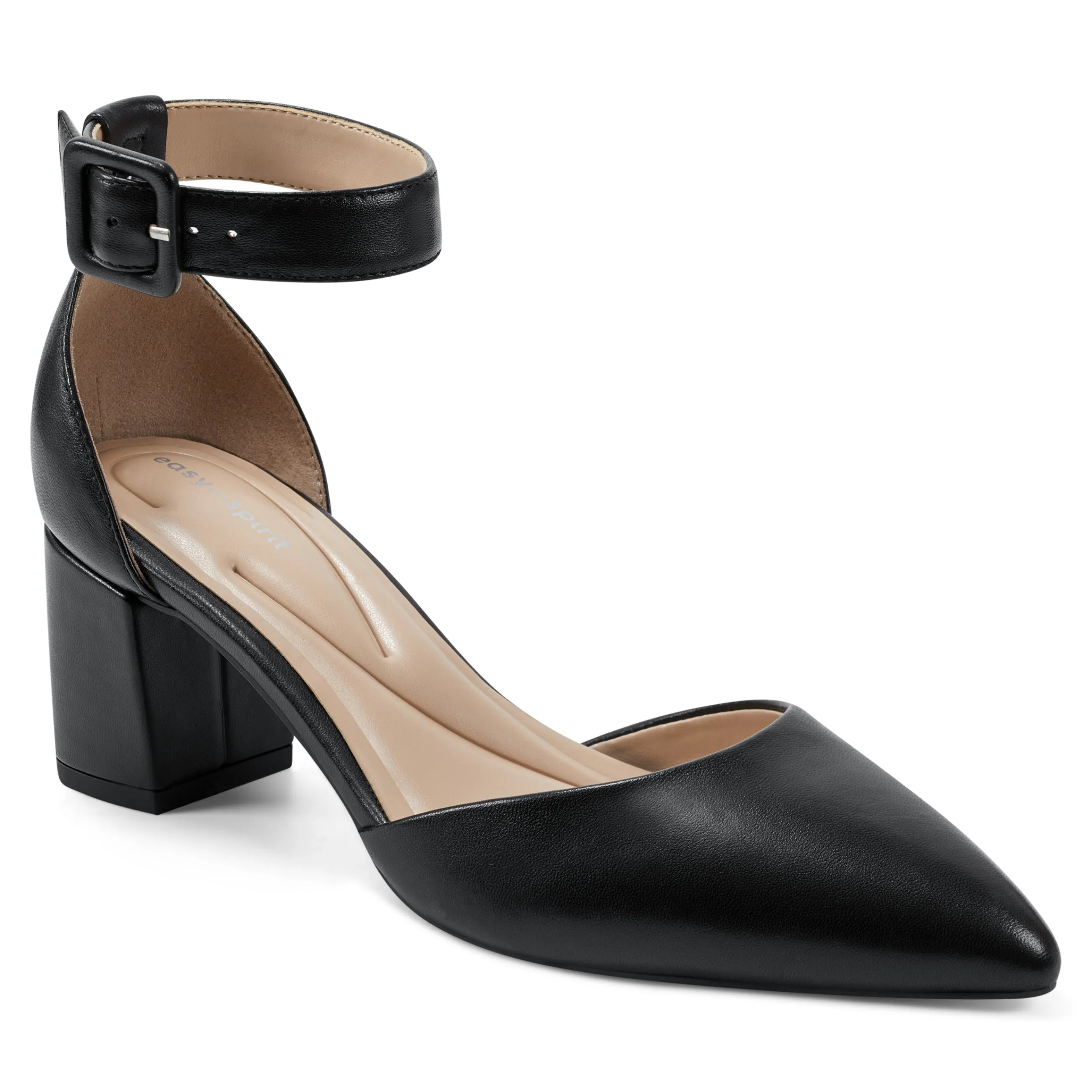 Discount Easy Spirit Emila Ankle Strap Pumps BlackLeather