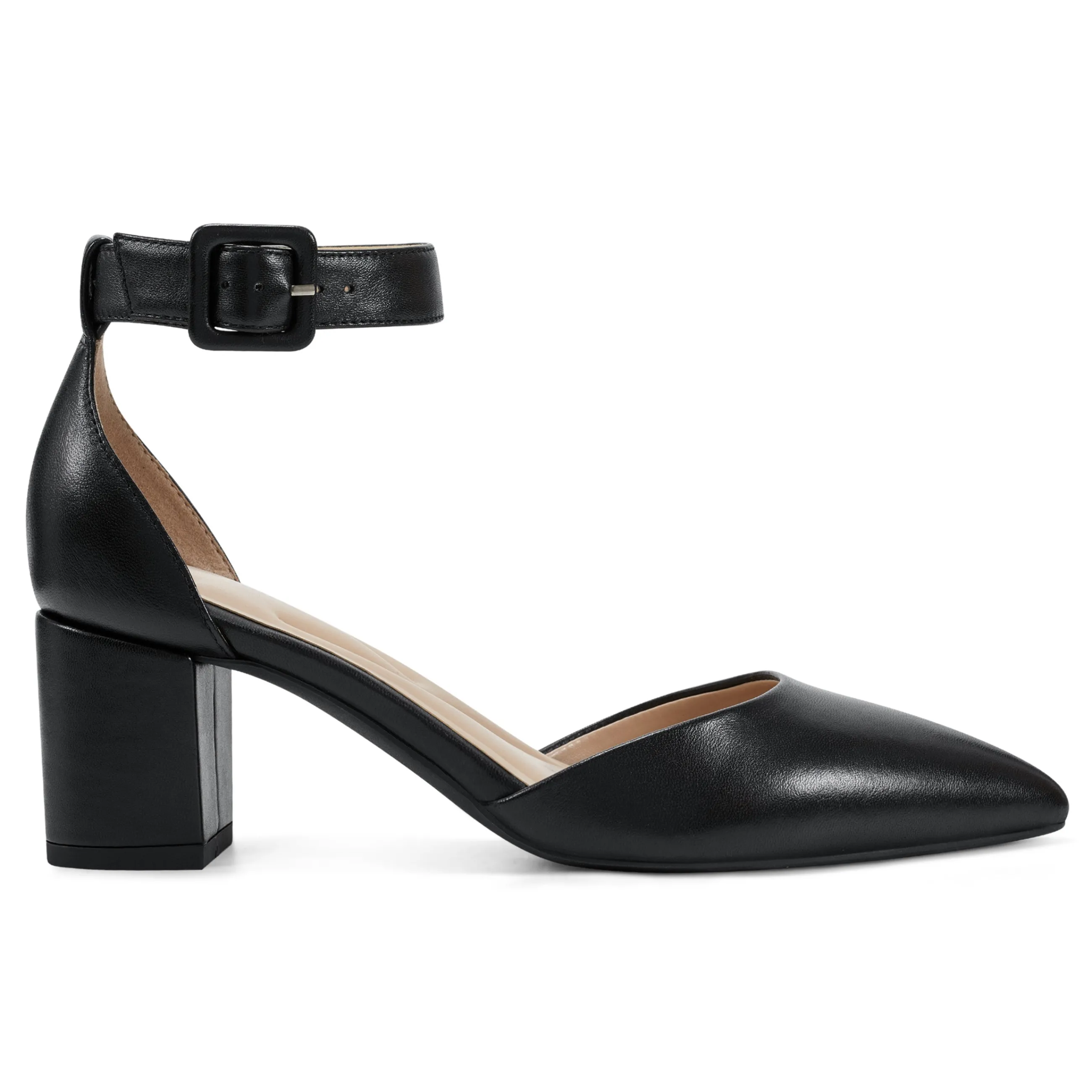 Discount Easy Spirit Emila Ankle Strap Pumps BlackLeather