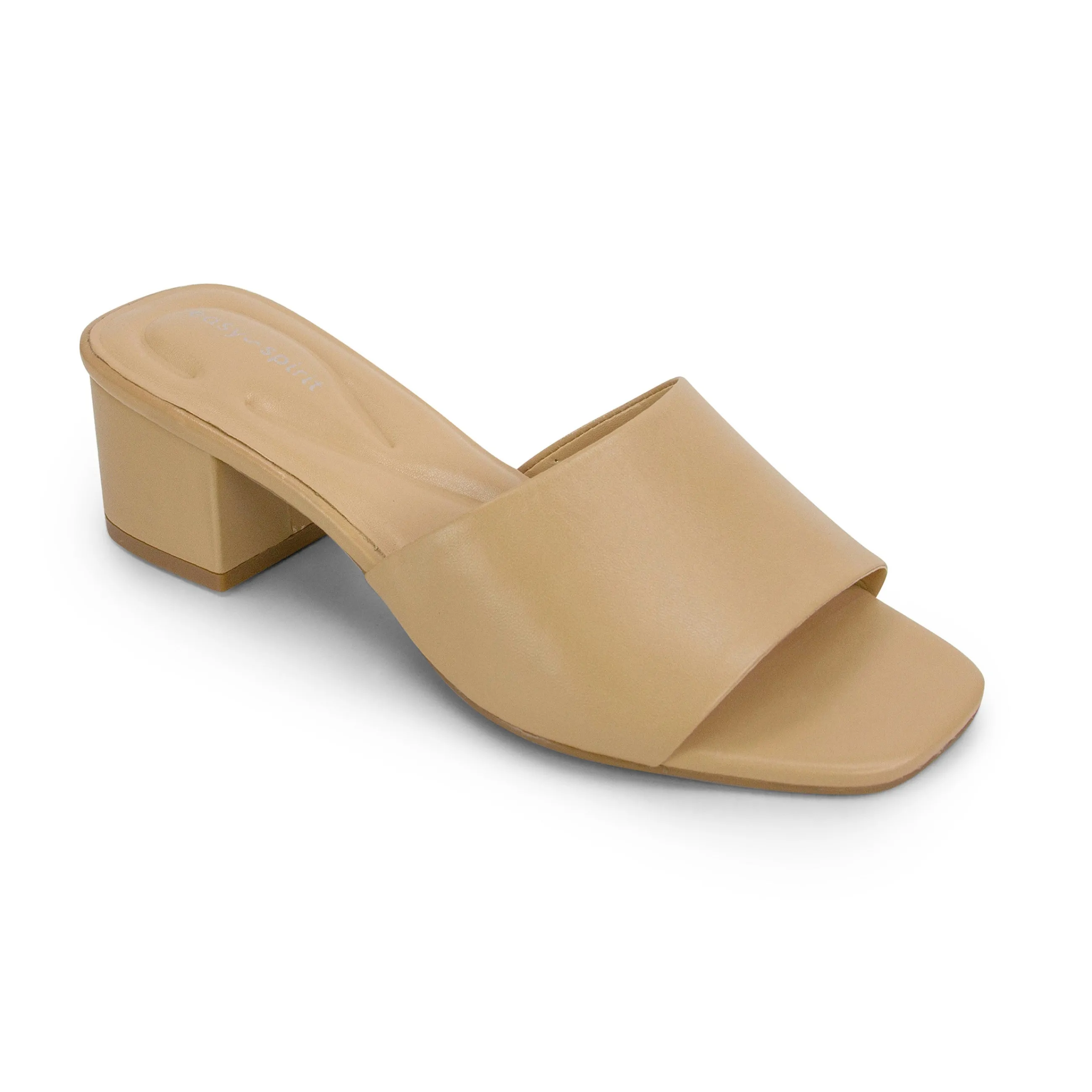 Outlet Easy Spirit Fiora Block Heel Slide Sandals NudeLeather