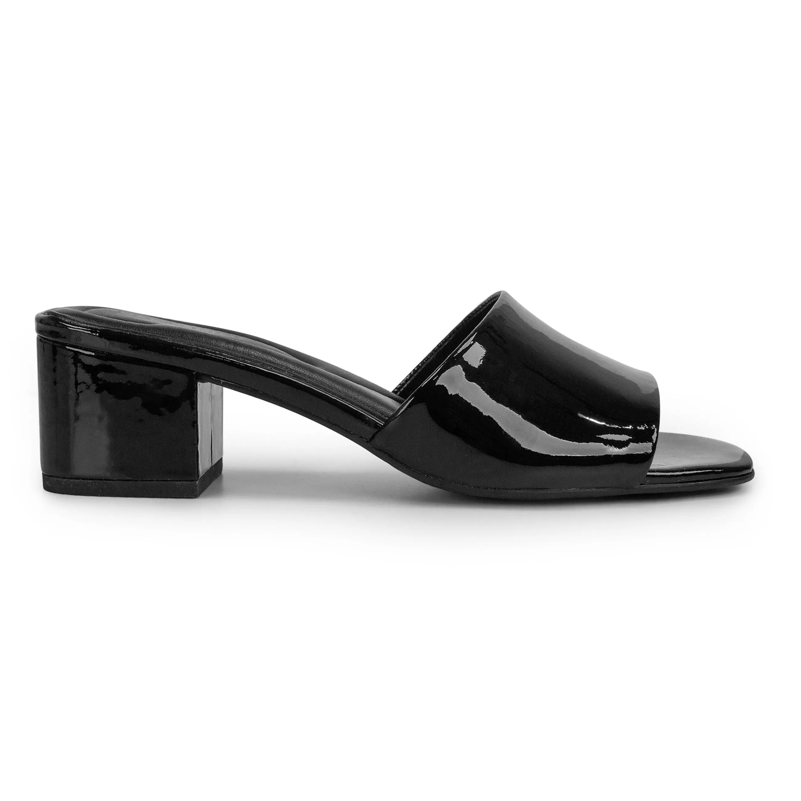 Shop Easy Spirit Fiora Block Heel Slide Sandals BlackPatent