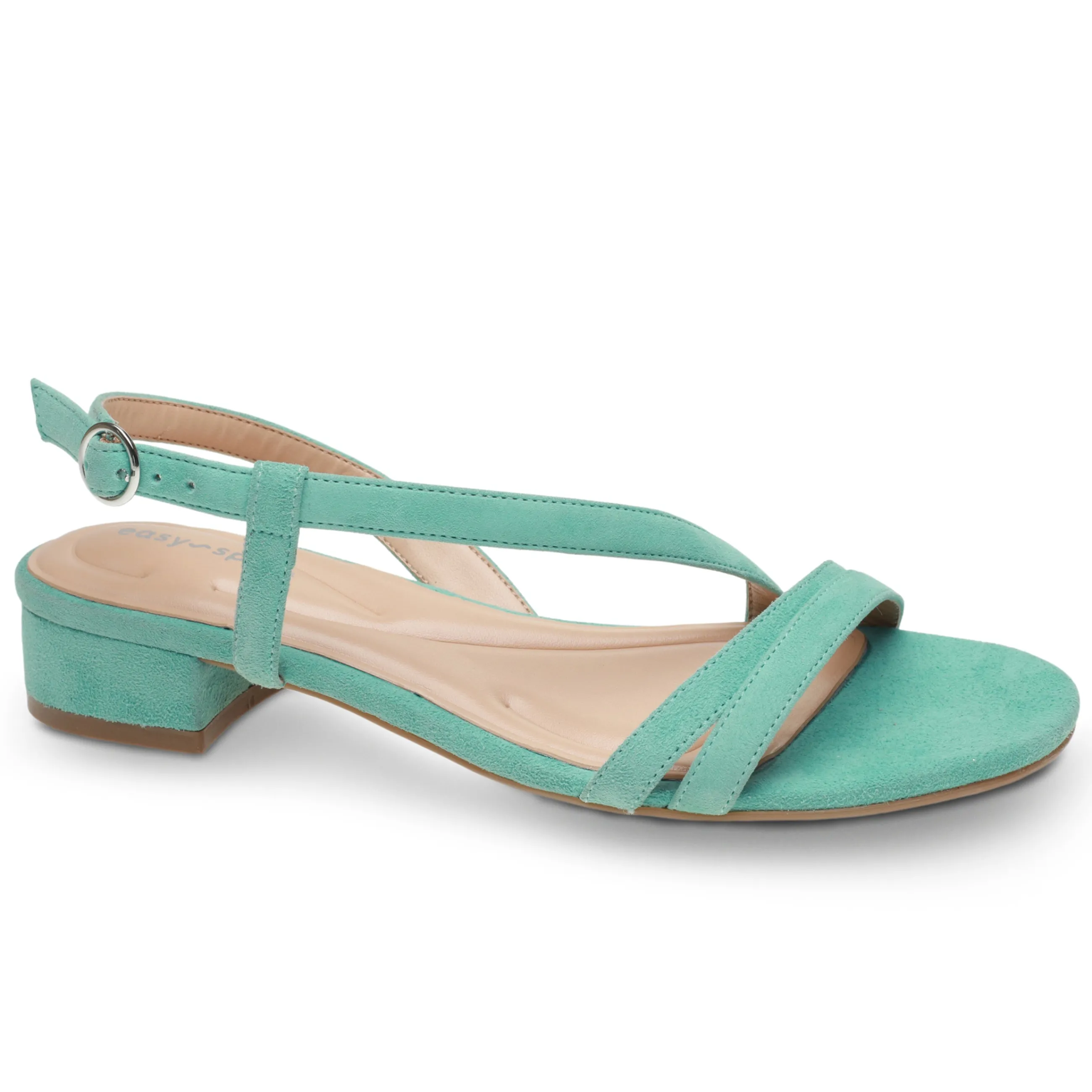 New Easy Spirit Glenni Block Heel Sandals TurquoiseSuede