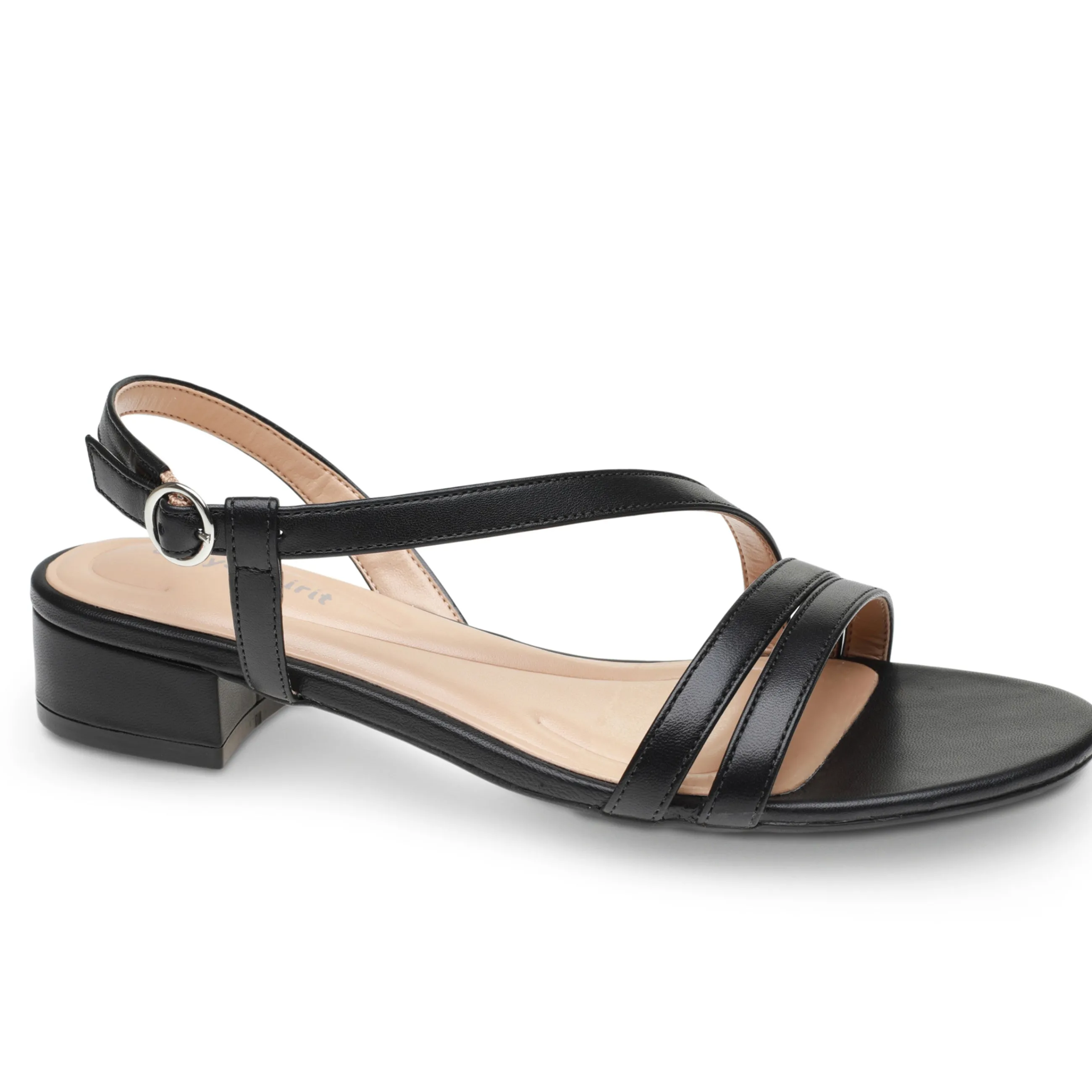 New Easy Spirit Glenni Block Heel Sandals BlackLeather