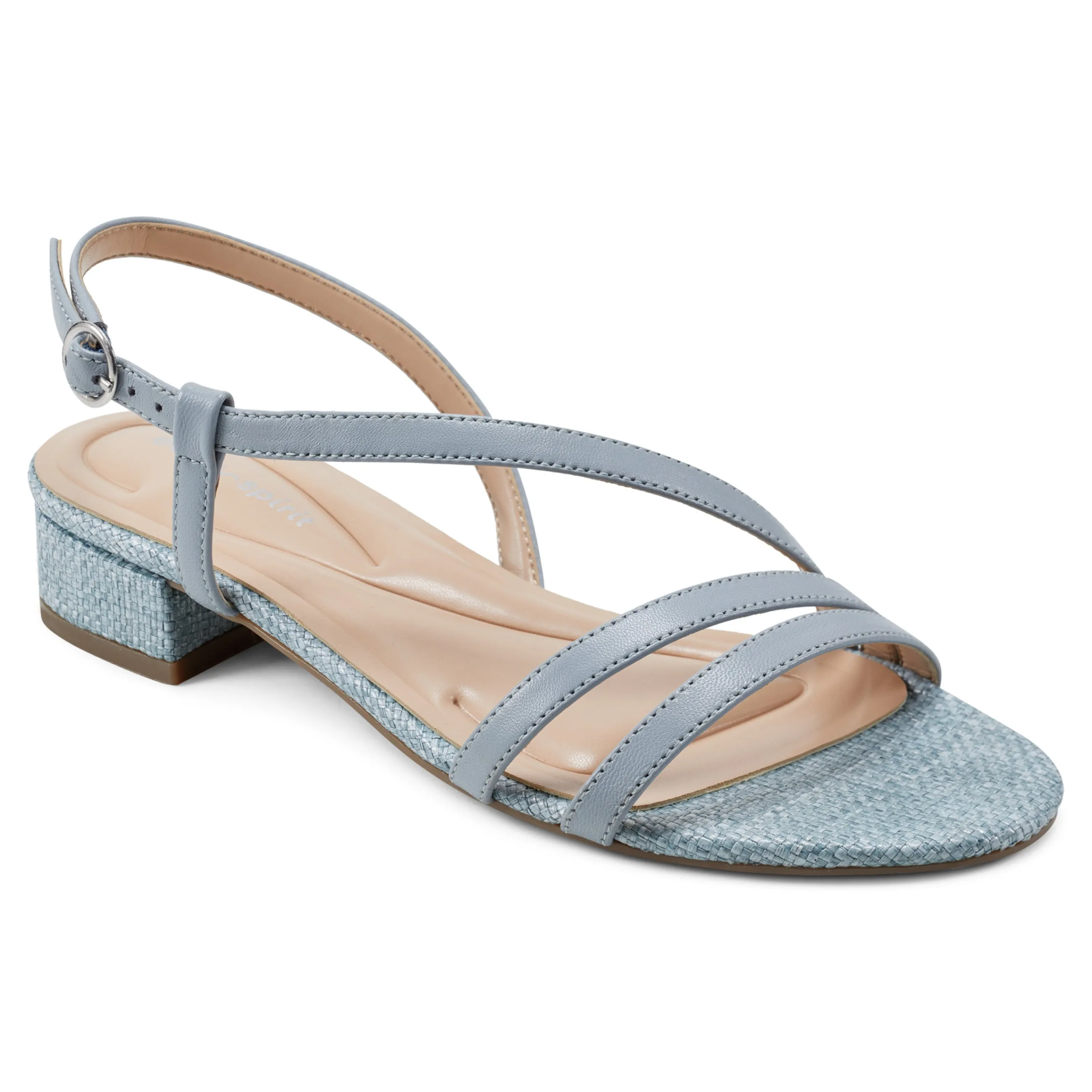 Online Easy Spirit Glenni Block Heel Sandals LightBlueRaffia