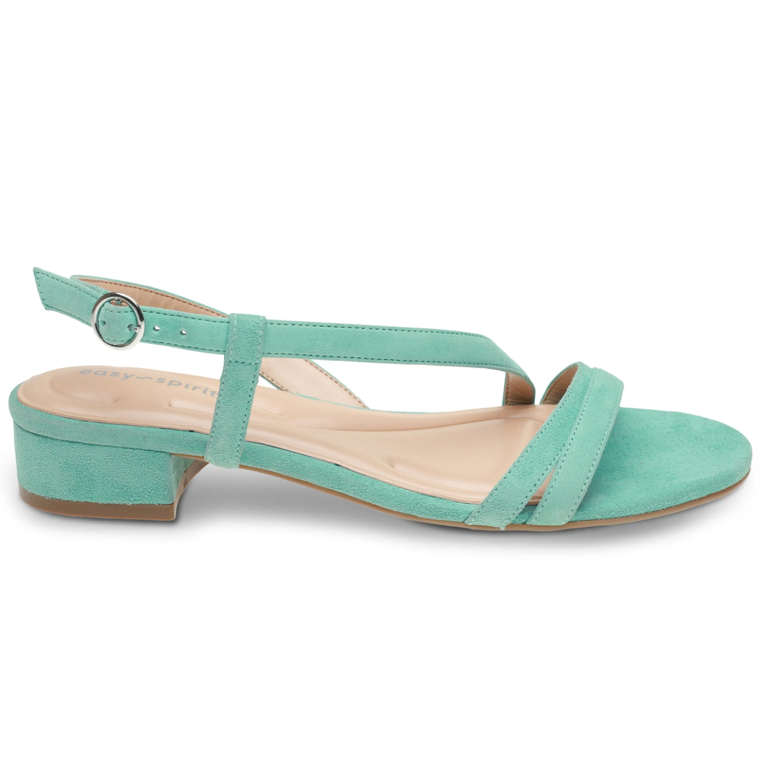 New Easy Spirit Glenni Block Heel Sandals TurquoiseSuede