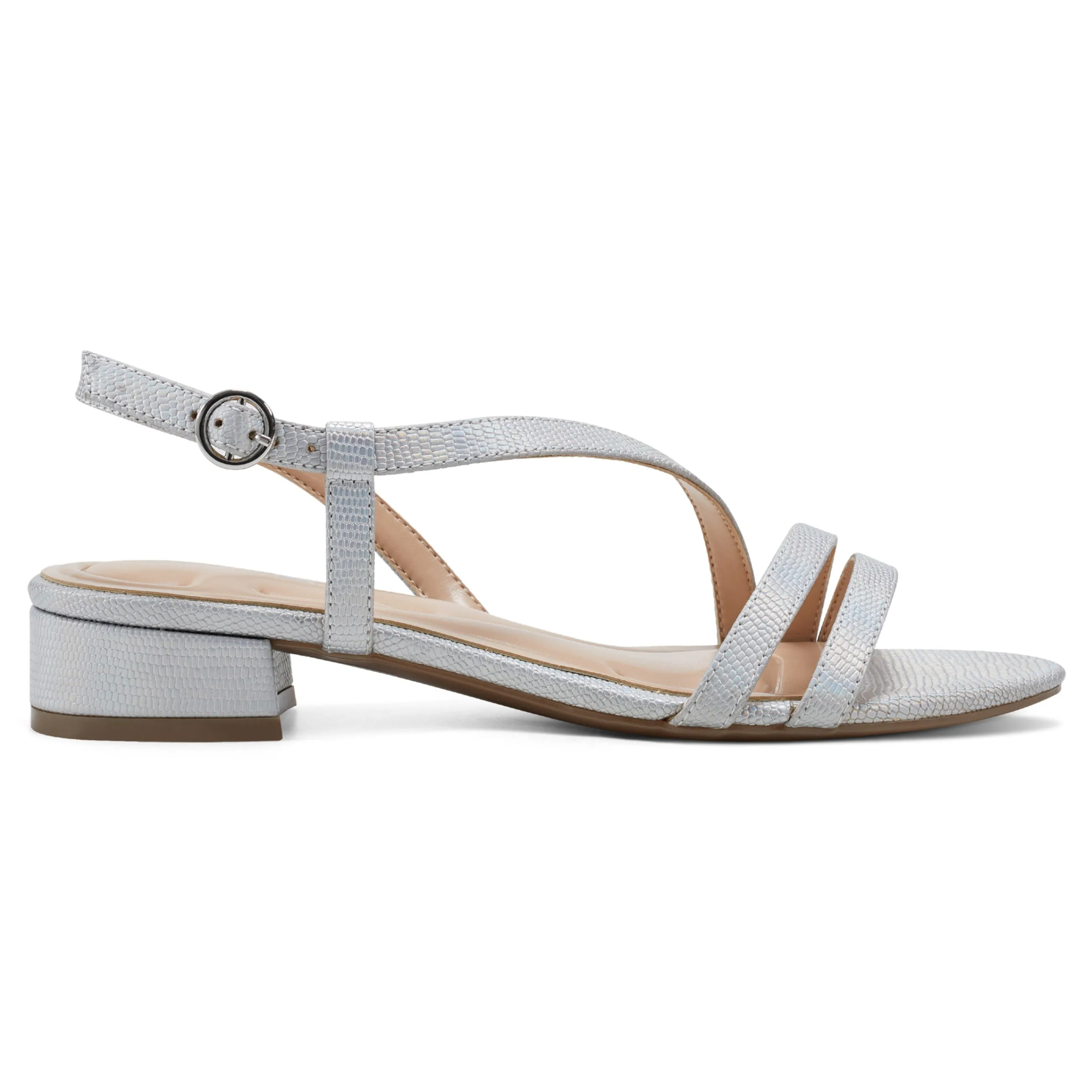 Online Easy Spirit Glenni Block Heel Sandals SilverLeather