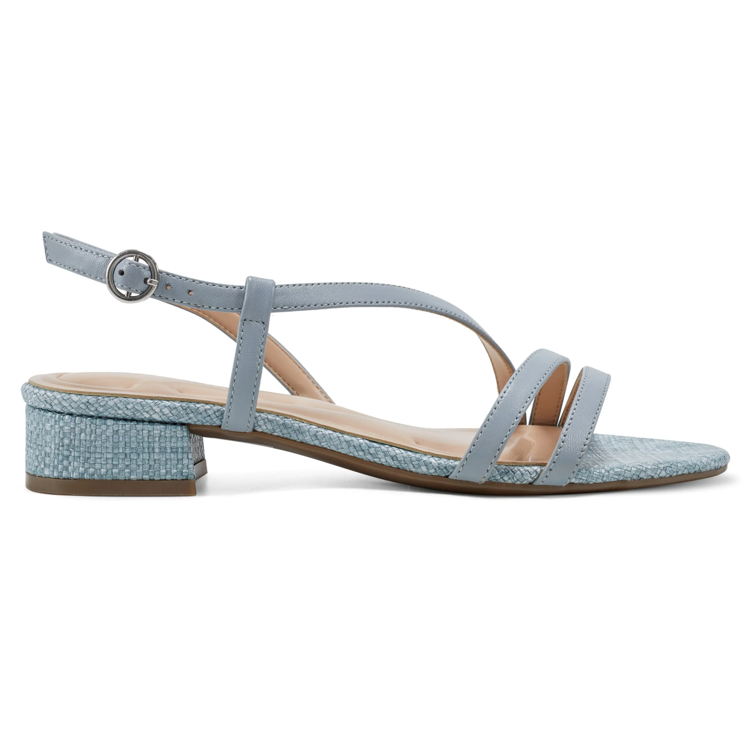 Online Easy Spirit Glenni Block Heel Sandals LightBlueRaffia