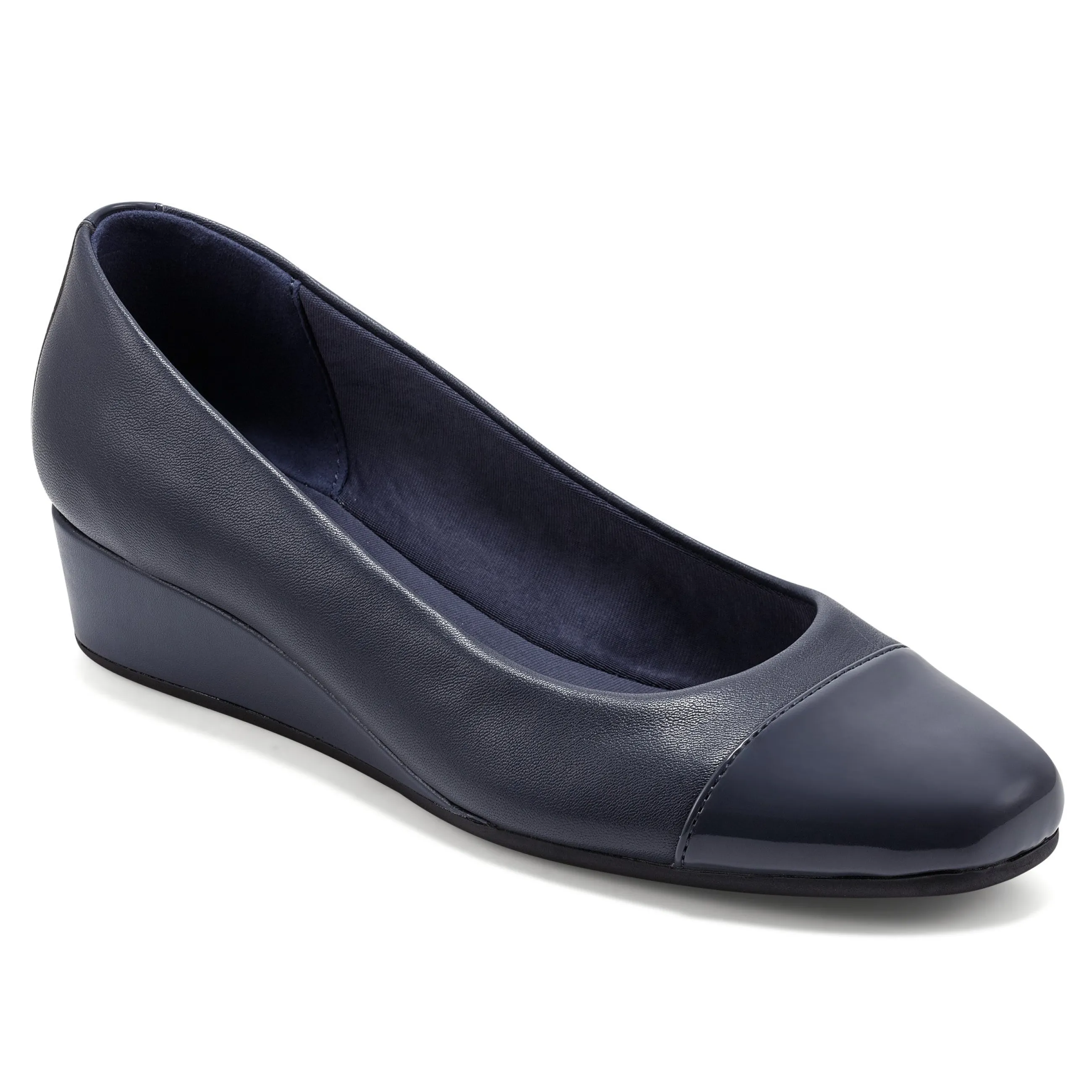 Outlet Easy Spirit Gracey Wedge Heels NavyLeather/Patent