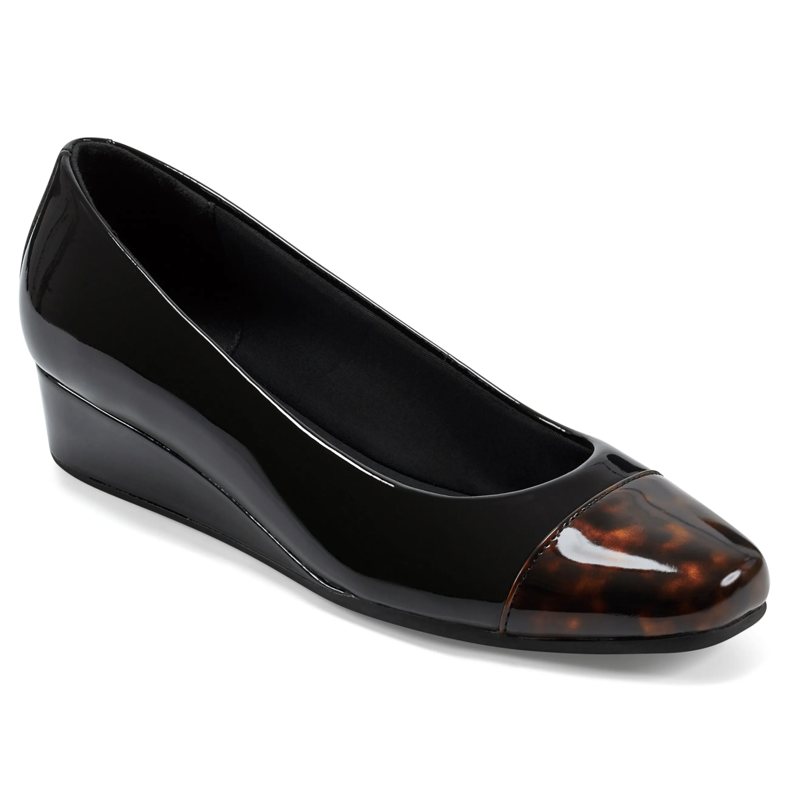 Discount Easy Spirit Gracey Wedge Heels Black/Tortoise