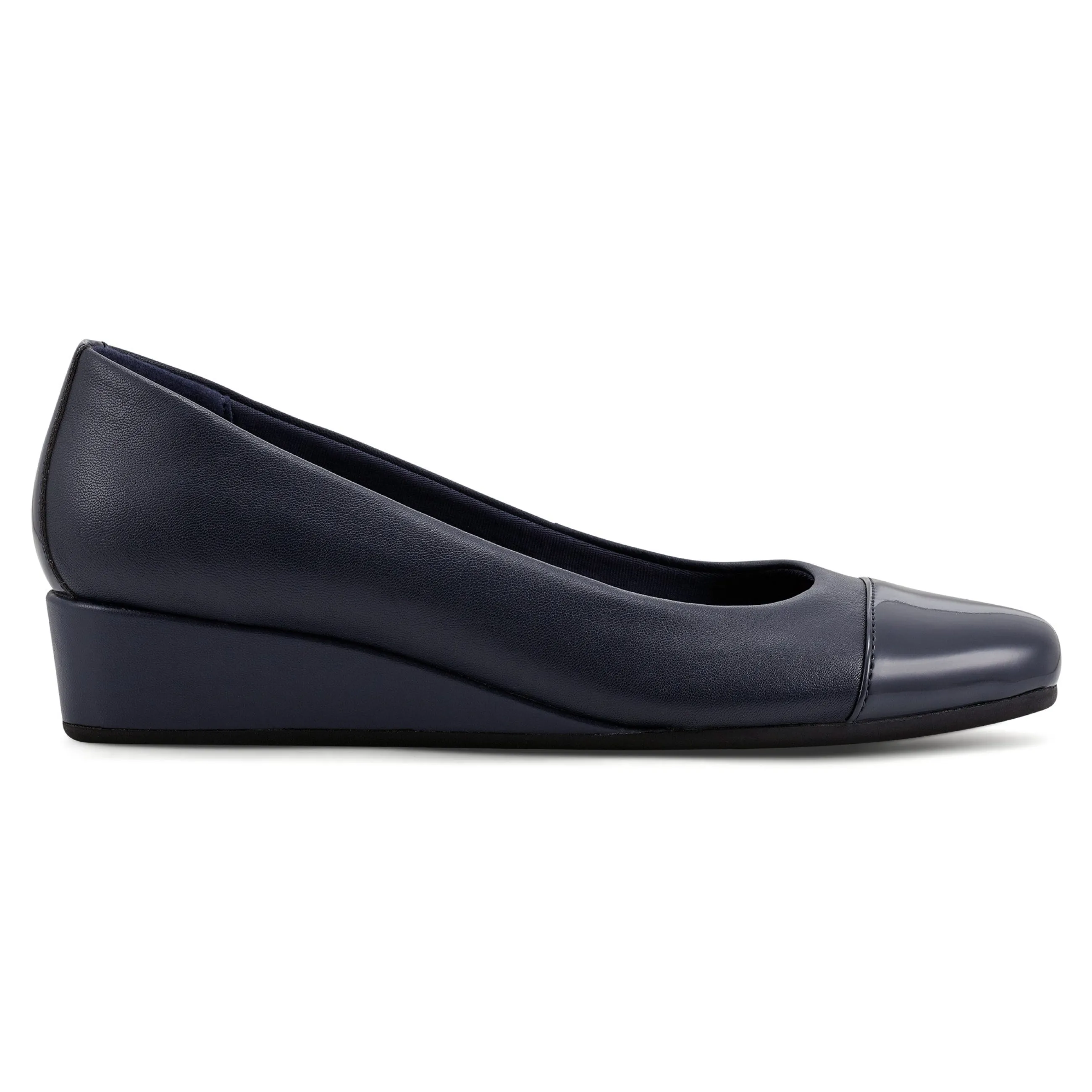 Outlet Easy Spirit Gracey Wedge Heels NavyLeather/Patent