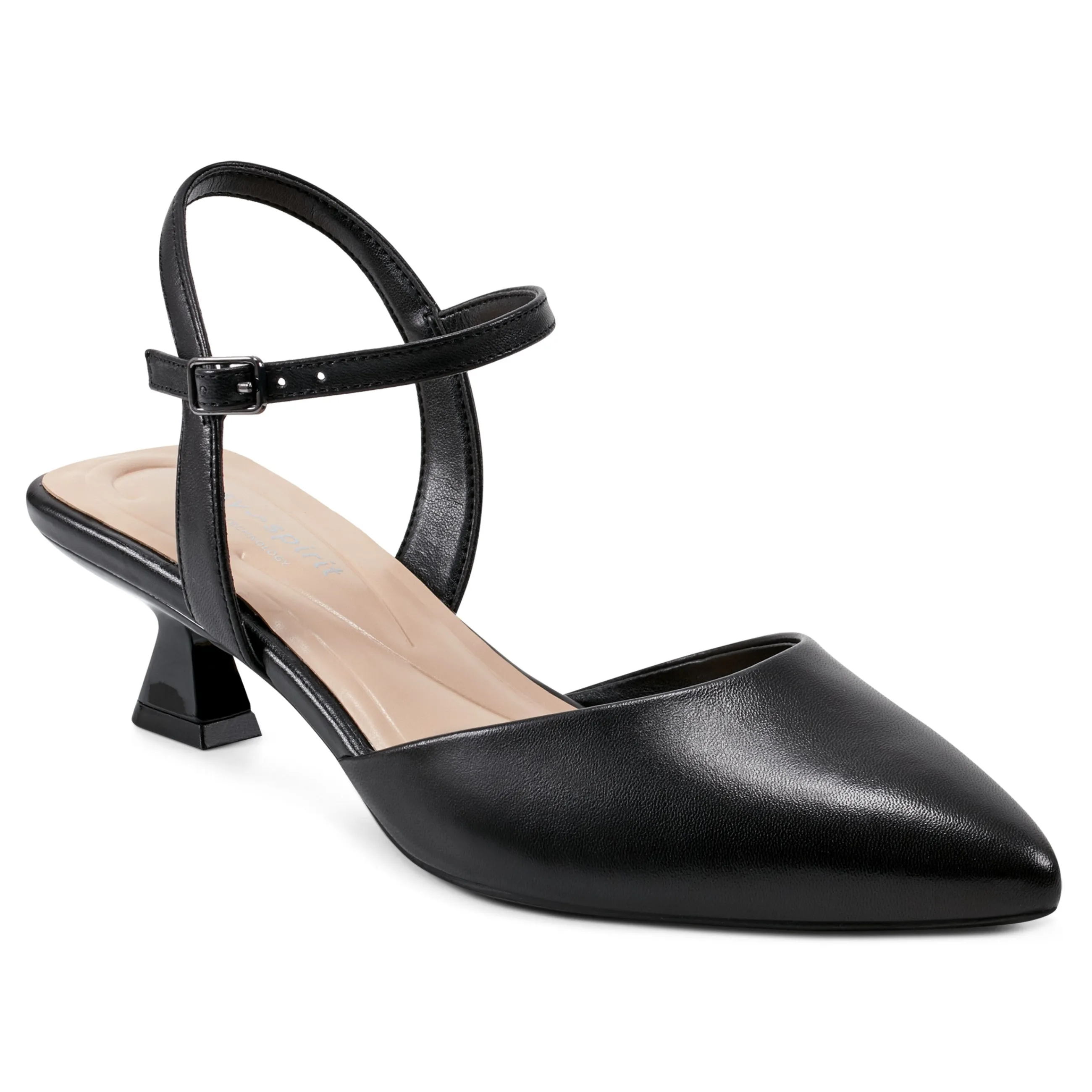 Best Sale Easy Spirit Halyn Pointy Toe Dress Pumps BlackLeather