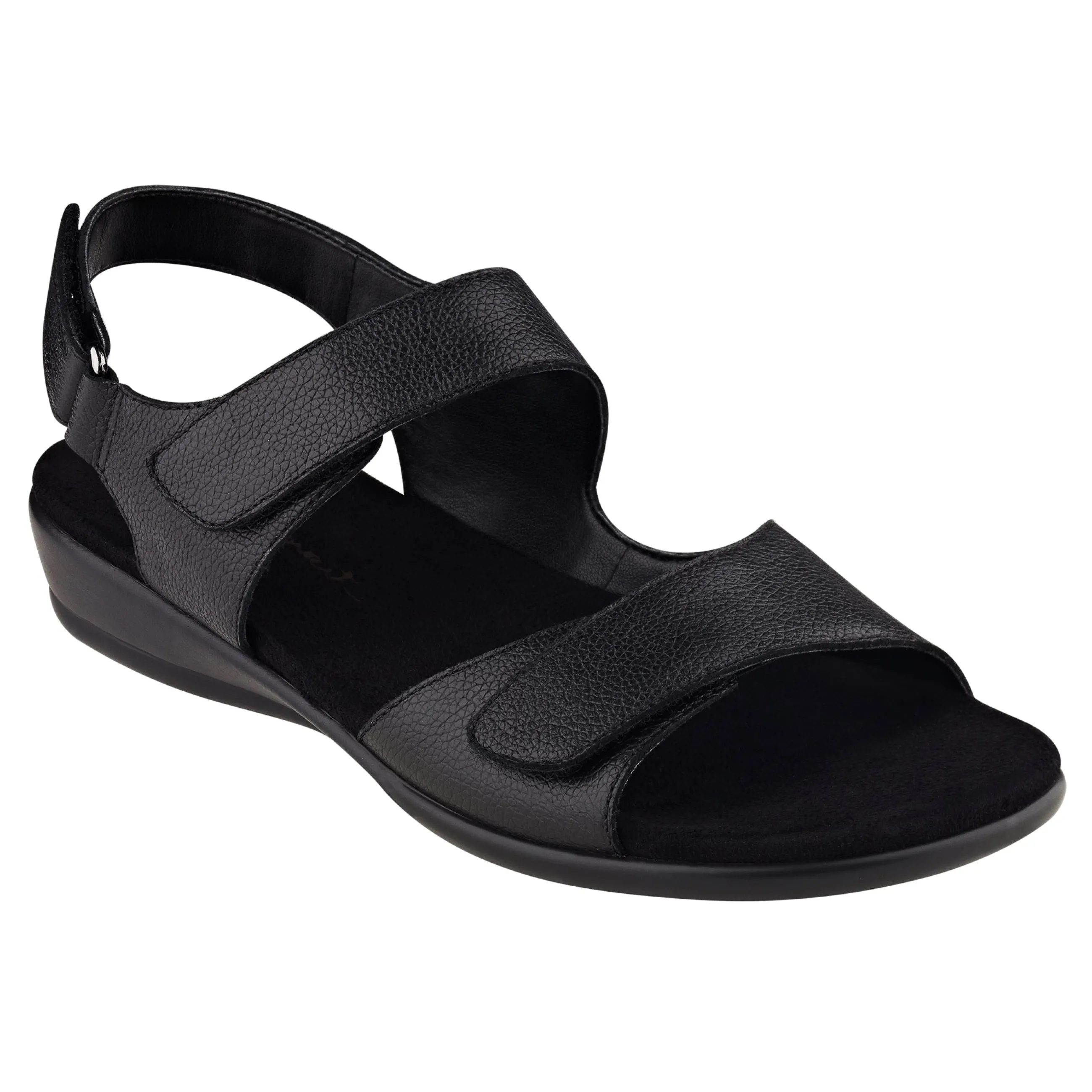 Outlet Easy Spirit Hartwell Flat Sandals BlackLeather