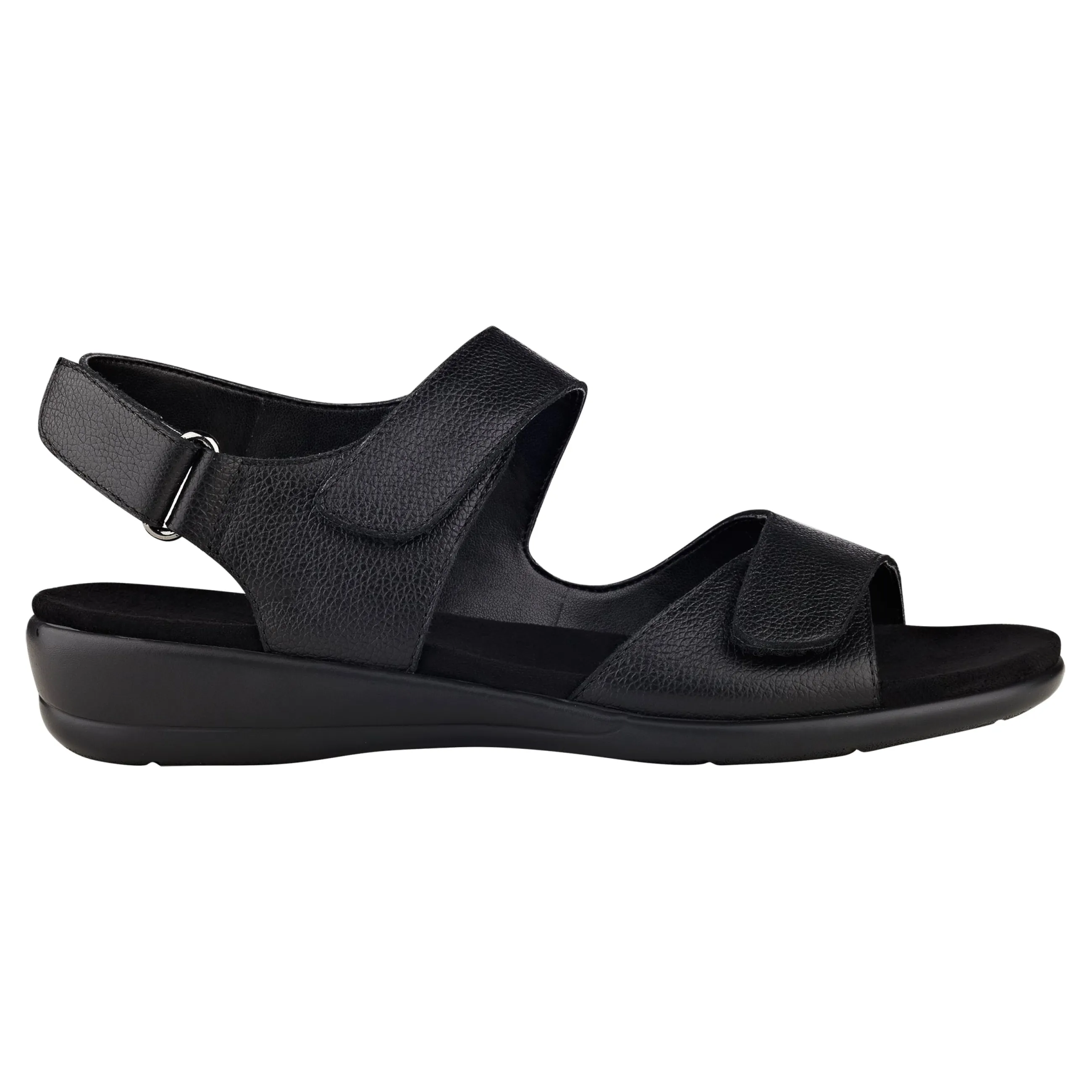 Outlet Easy Spirit Hartwell Flat Sandals BlackLeather