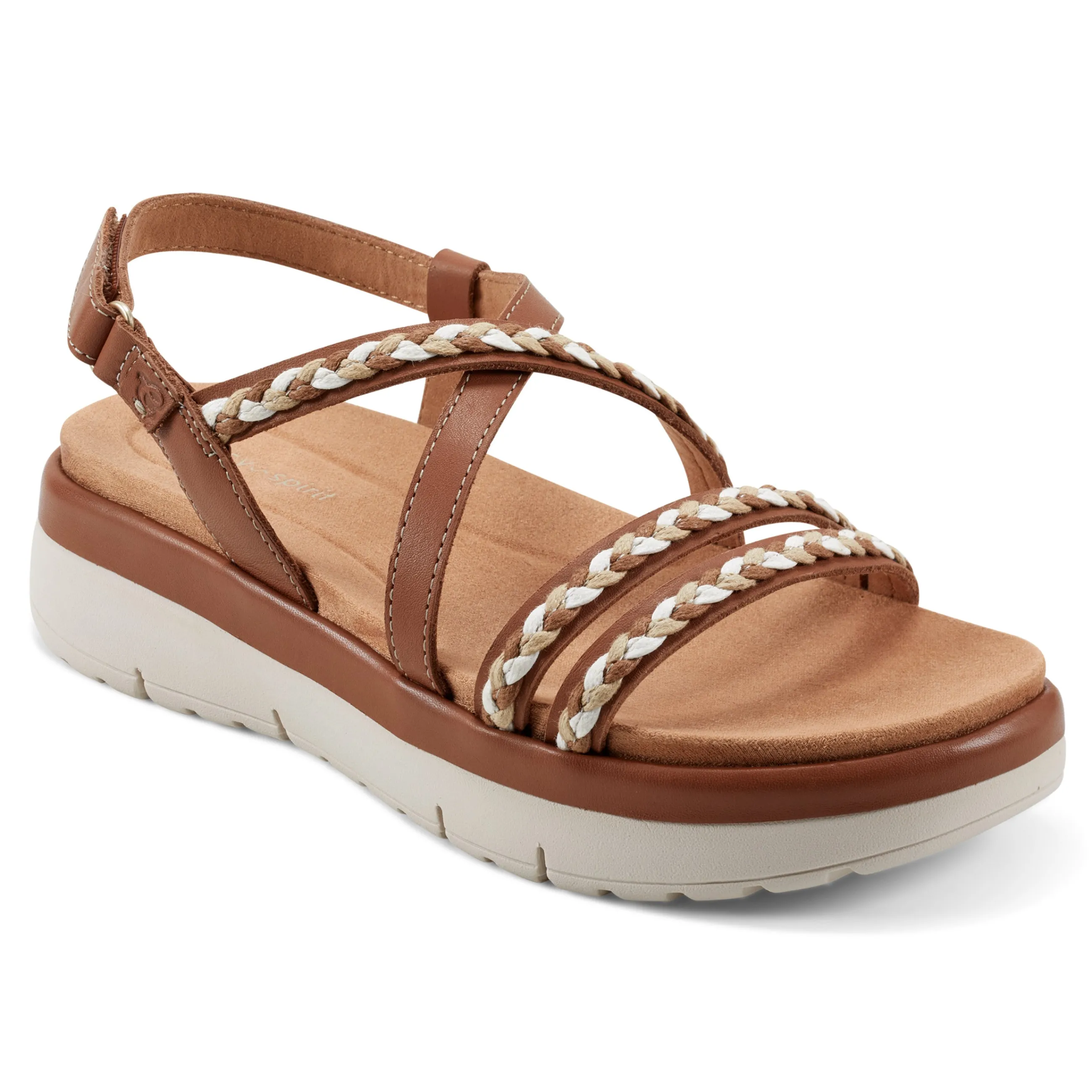 Fashion Easy Spirit Ivani Platform Sandals BrownLeather