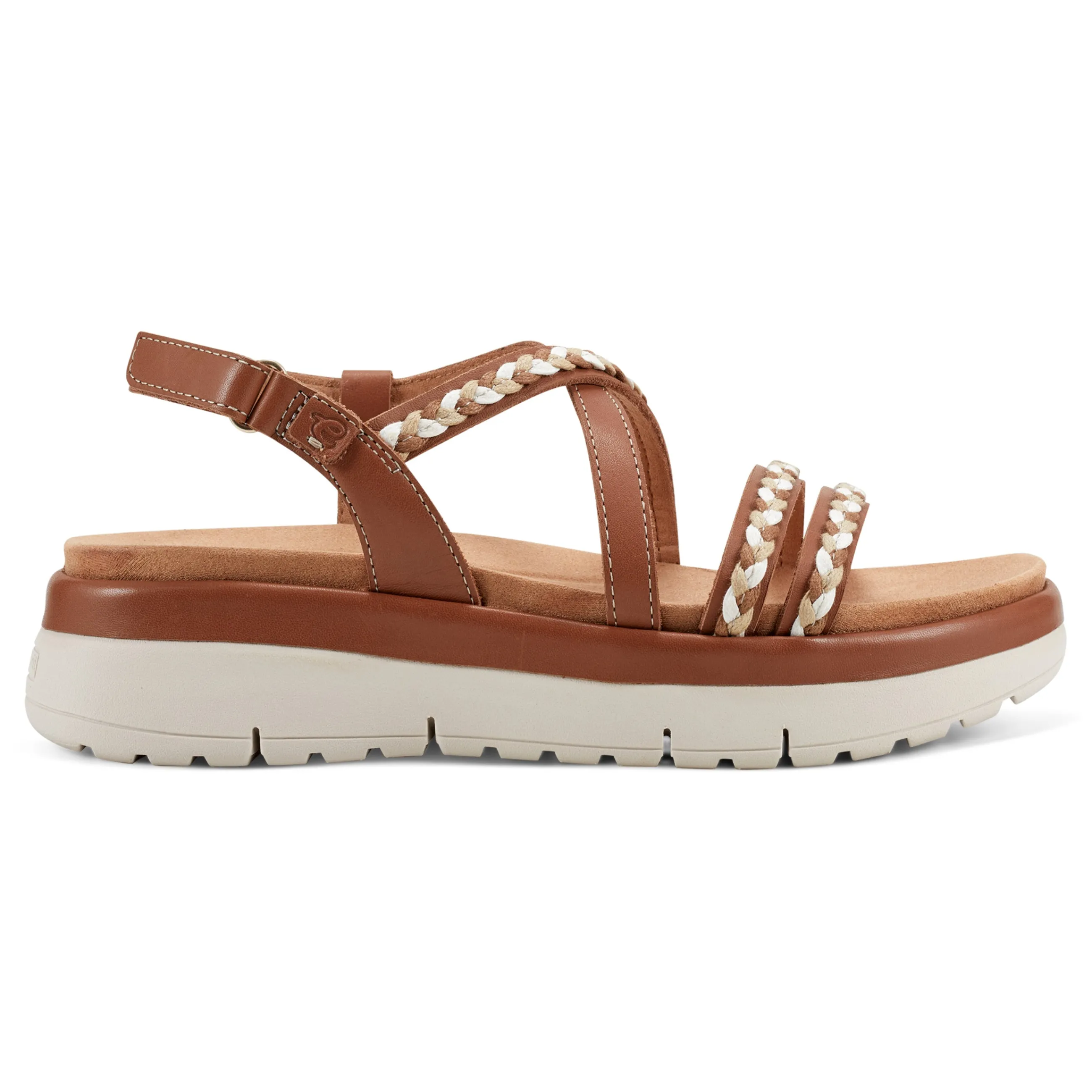 Fashion Easy Spirit Ivani Platform Sandals BrownLeather