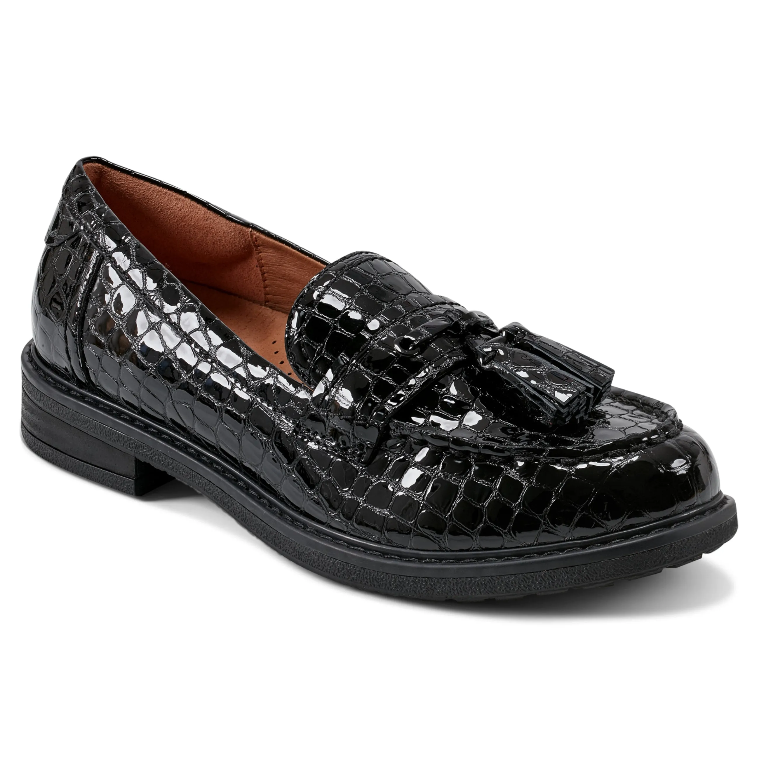 Discount Easy Spirit Janelle Casual Loafers BlackLeatherCroco