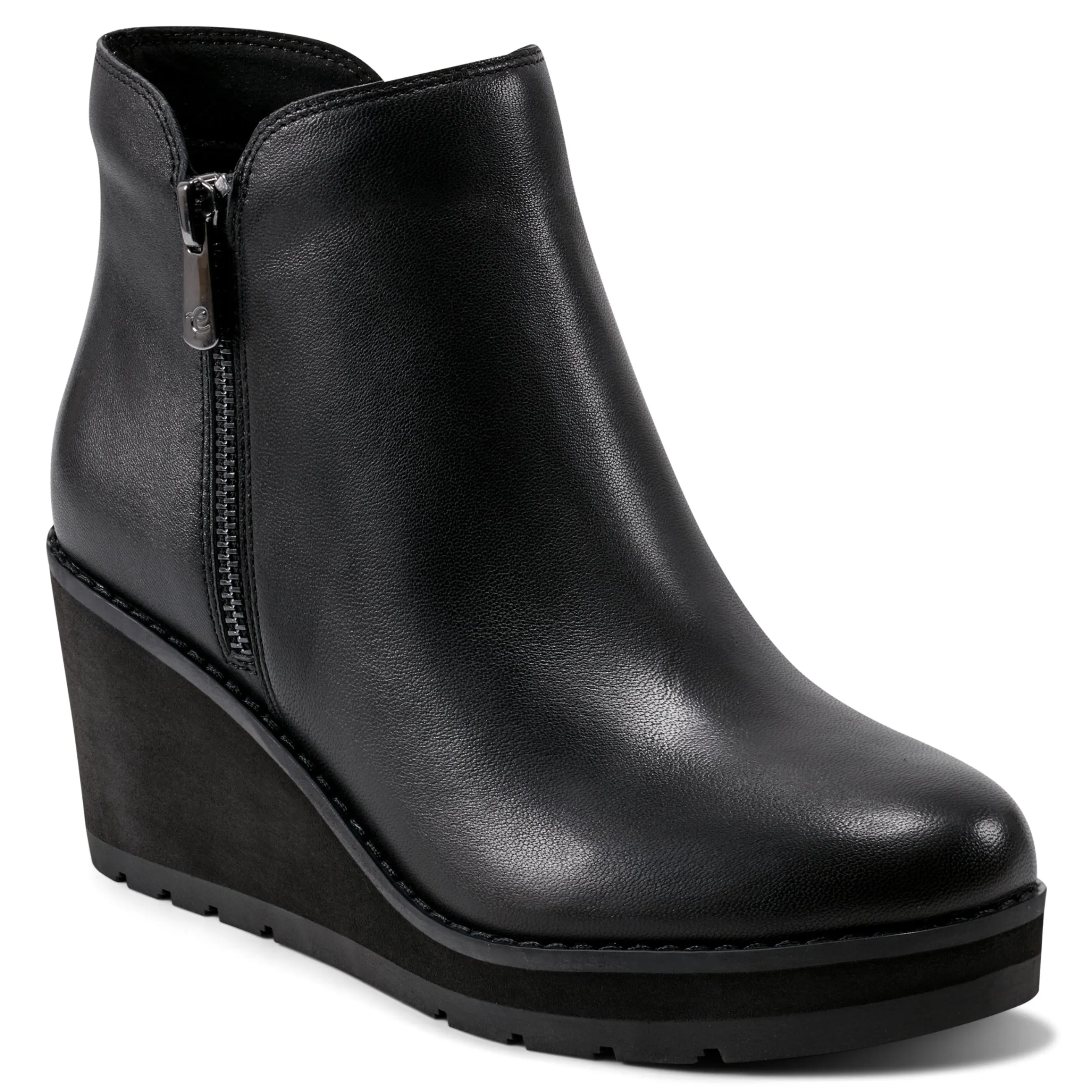 Outlet Easy Spirit Jayda Casual Wedge Booties BlackLeather