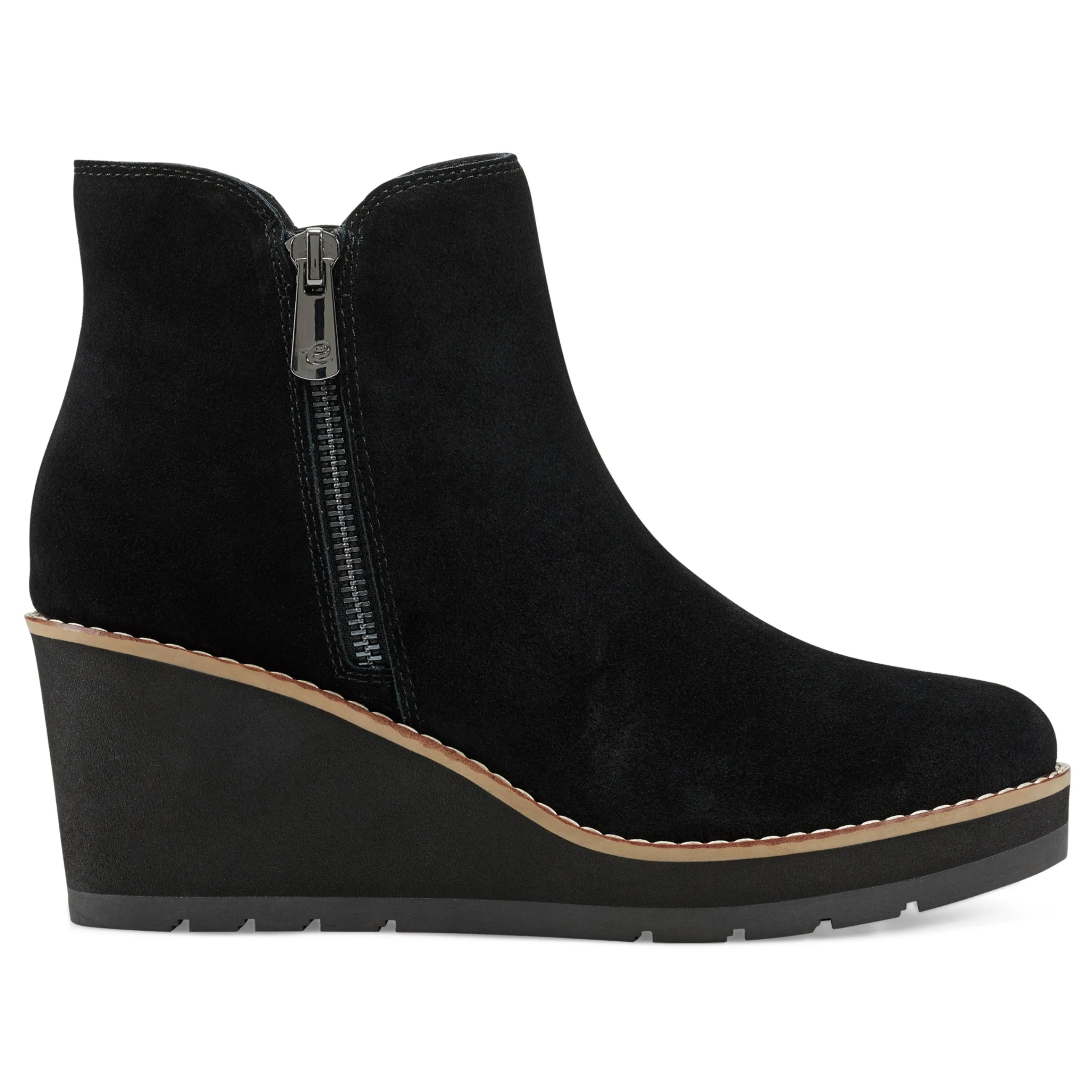 Outlet Easy Spirit Jayda Casual Wedge Booties BlackSuede