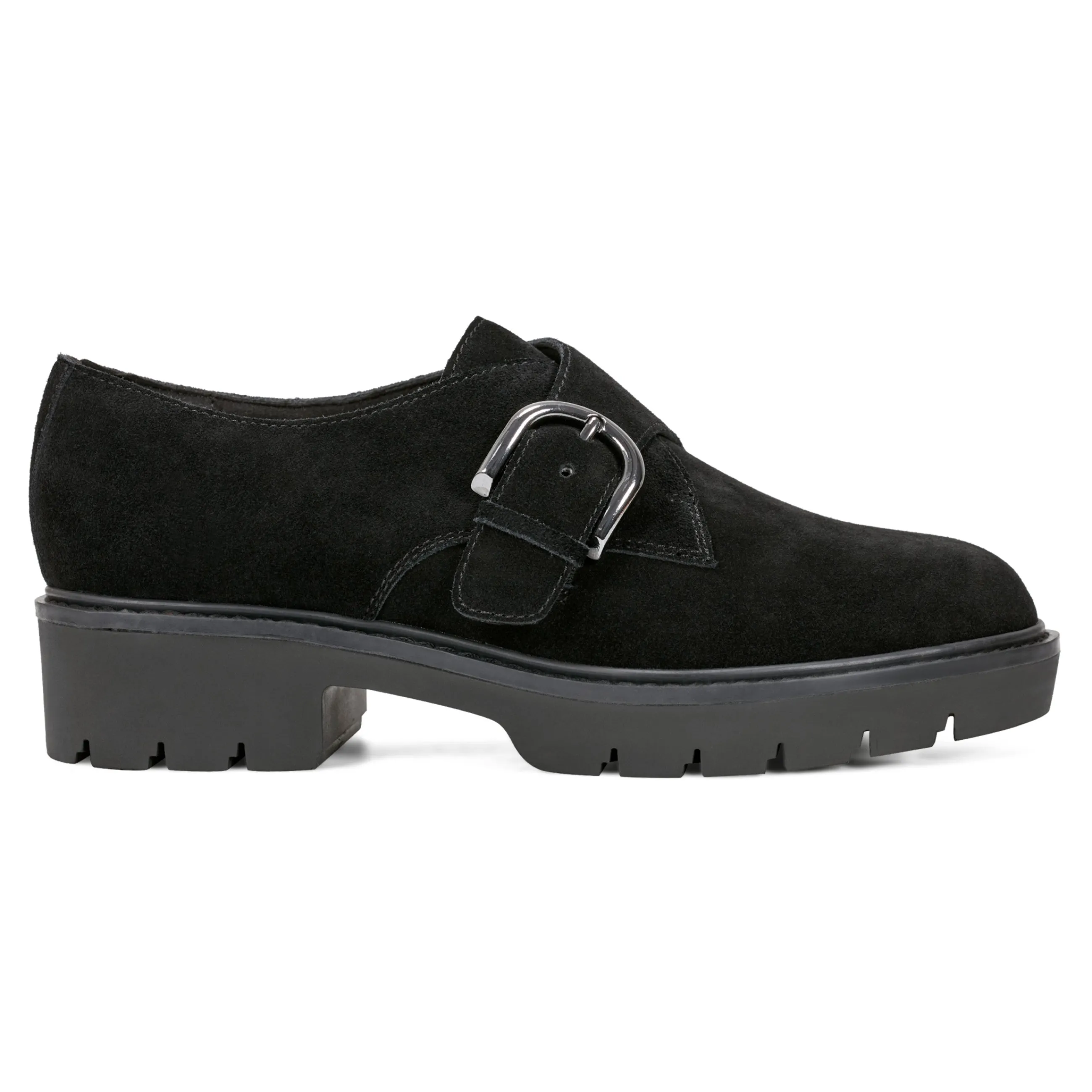 New Easy Spirit Kasen Lug Sole Loafers BlackSuede