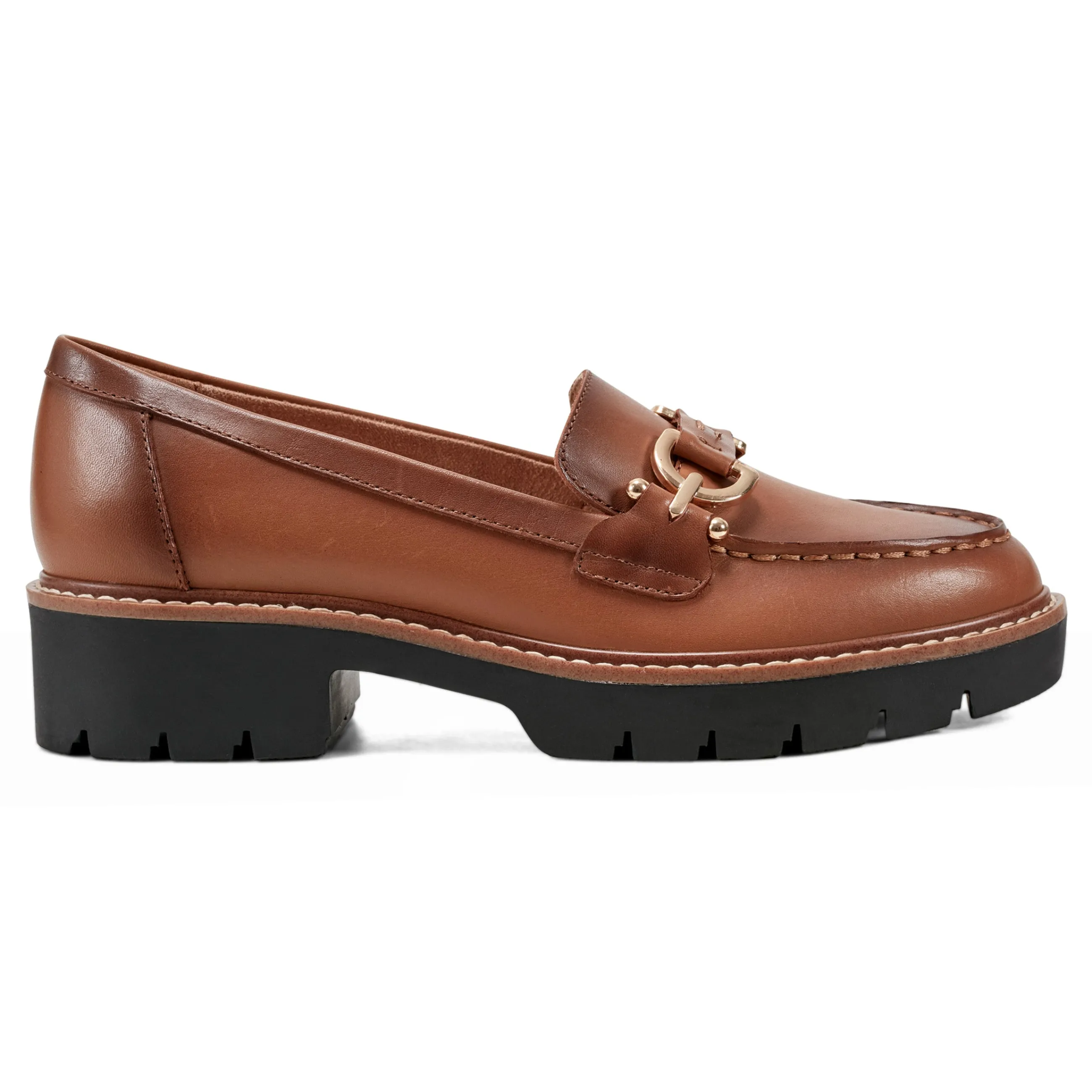 Fashion Easy Spirit Kinndle Lug Sole Casual Loafers BrownLeather