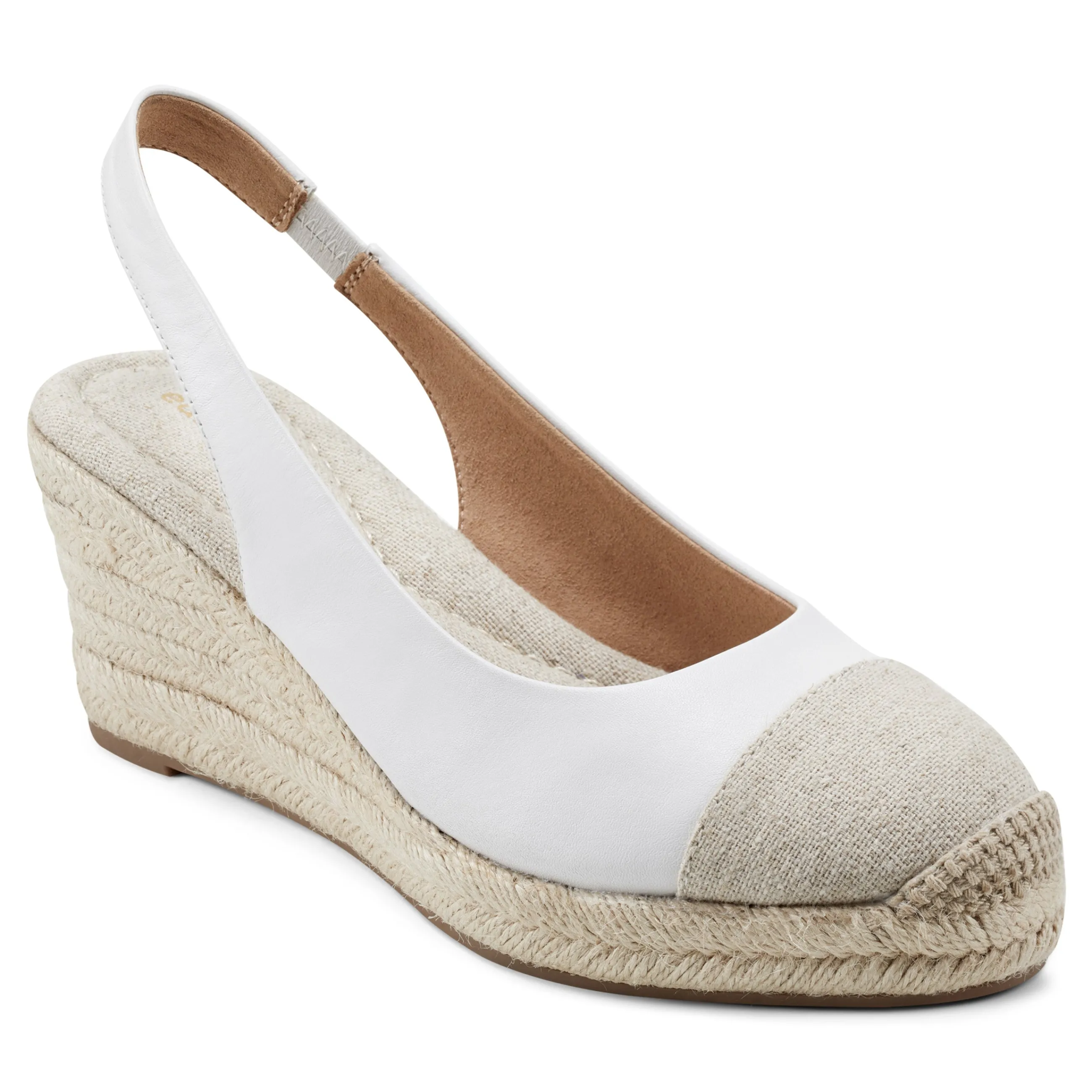 Sale Easy Spirit Margie Platform Wedge Slingbacks WhiteLeather