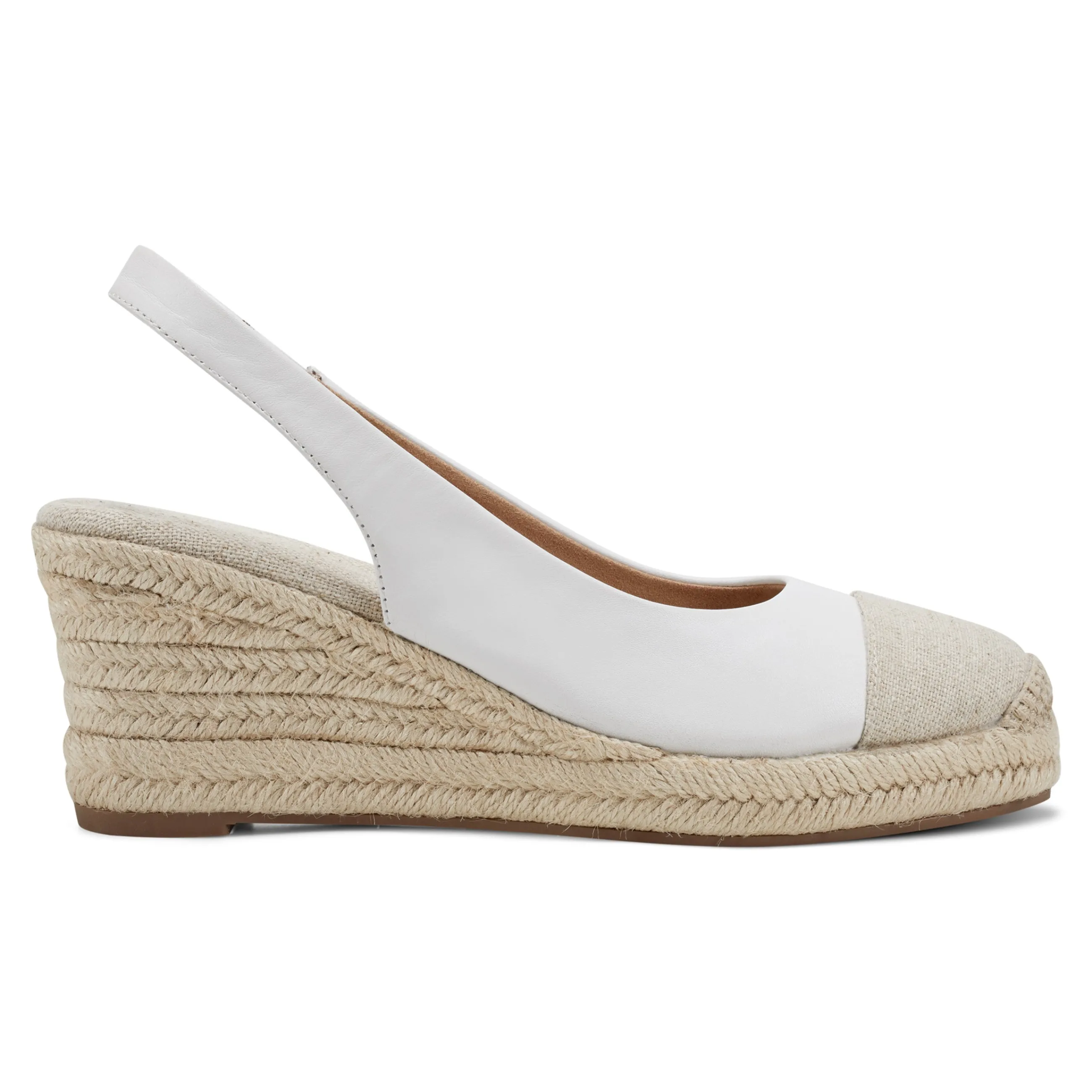 Sale Easy Spirit Margie Platform Wedge Slingbacks WhiteLeather