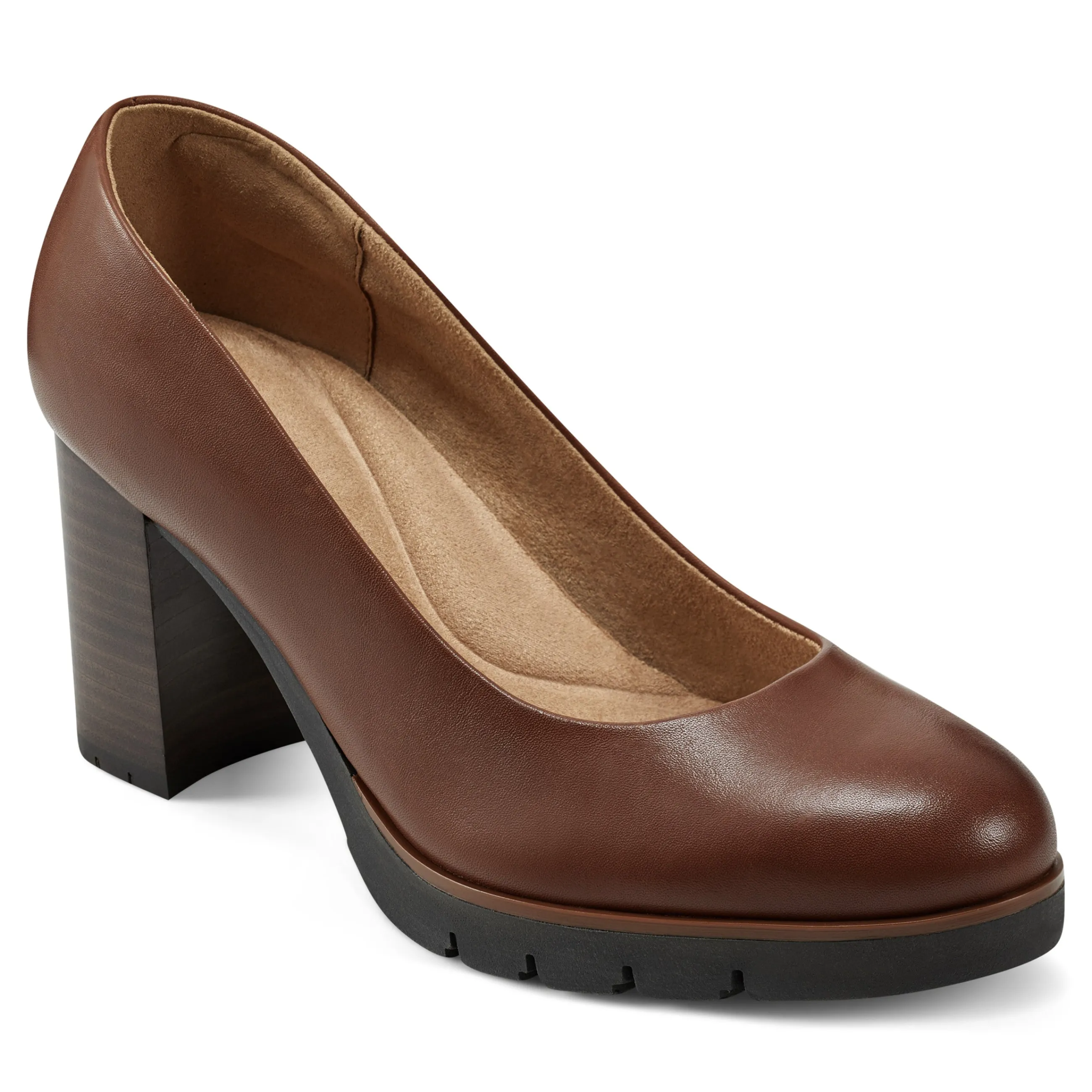 Outlet Easy Spirit Mckay Lug Sole Dress Pumps BrownLeather