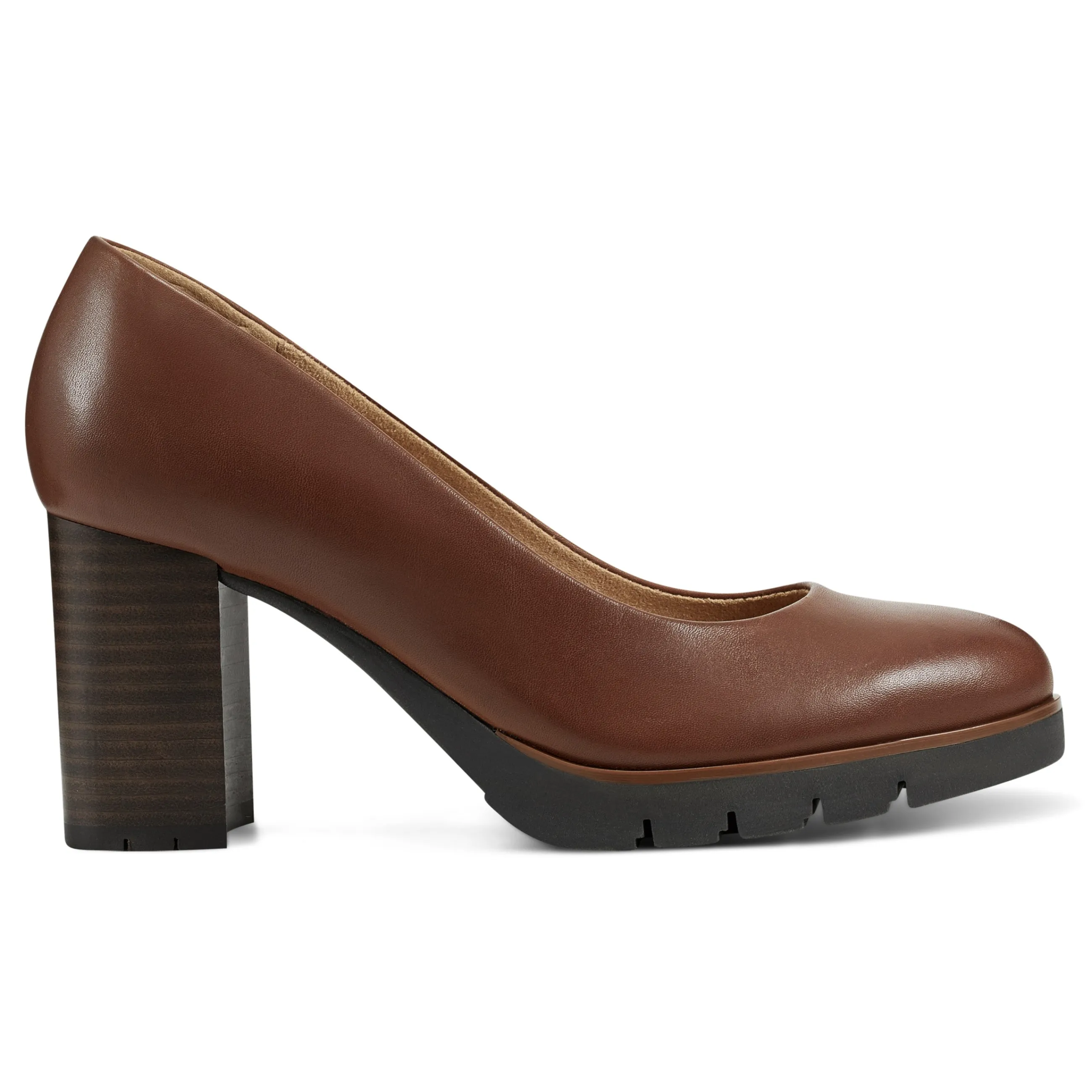 Outlet Easy Spirit Mckay Lug Sole Dress Pumps BrownLeather