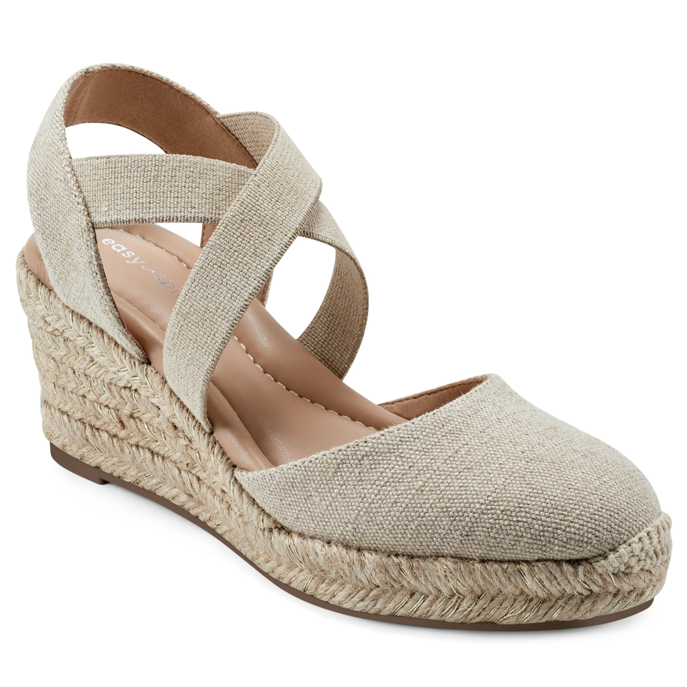 Online Easy Spirit Meza Espadrille Wedge Sandals NaturalMetallic