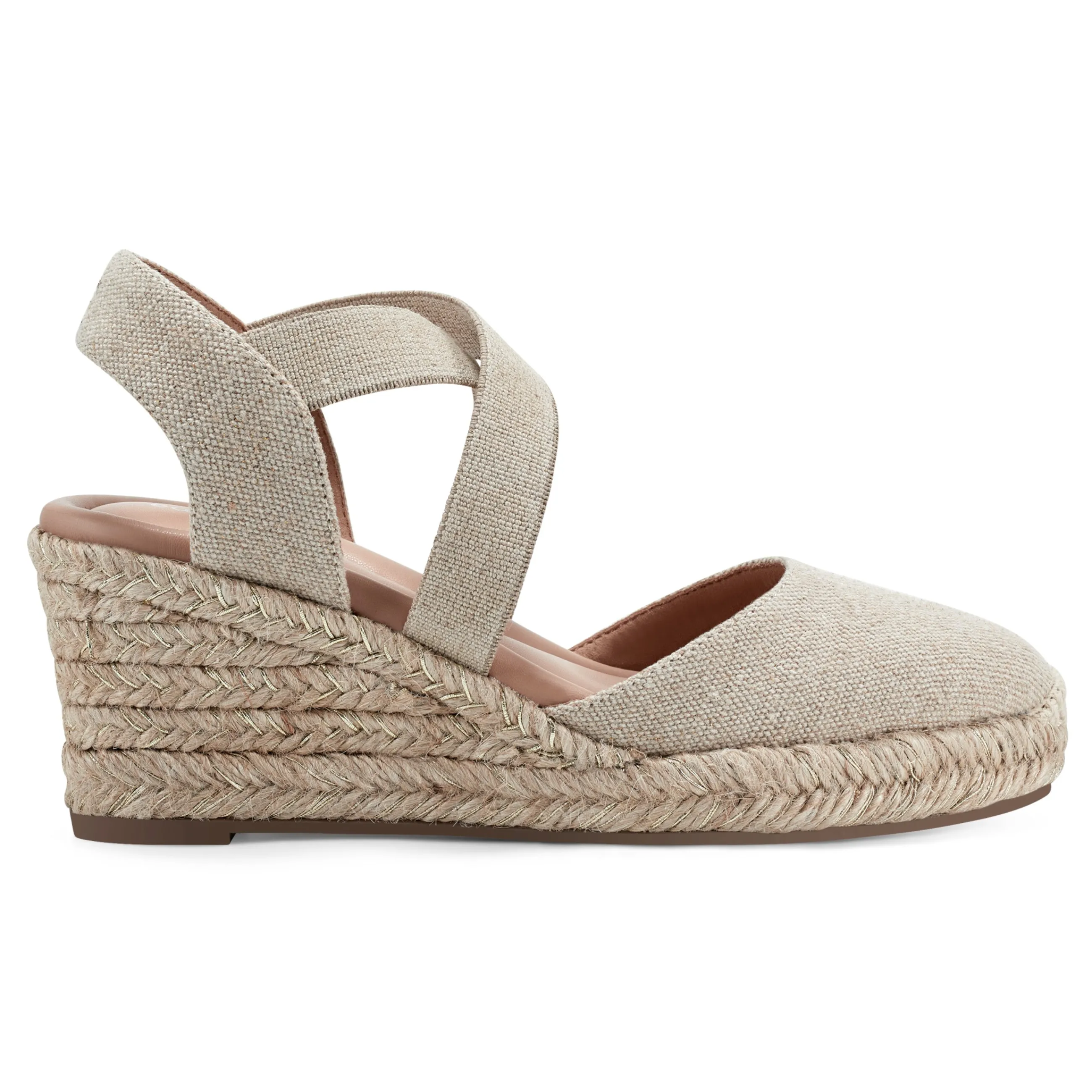 Online Easy Spirit Meza Espadrille Wedge Sandals NaturalMetallic