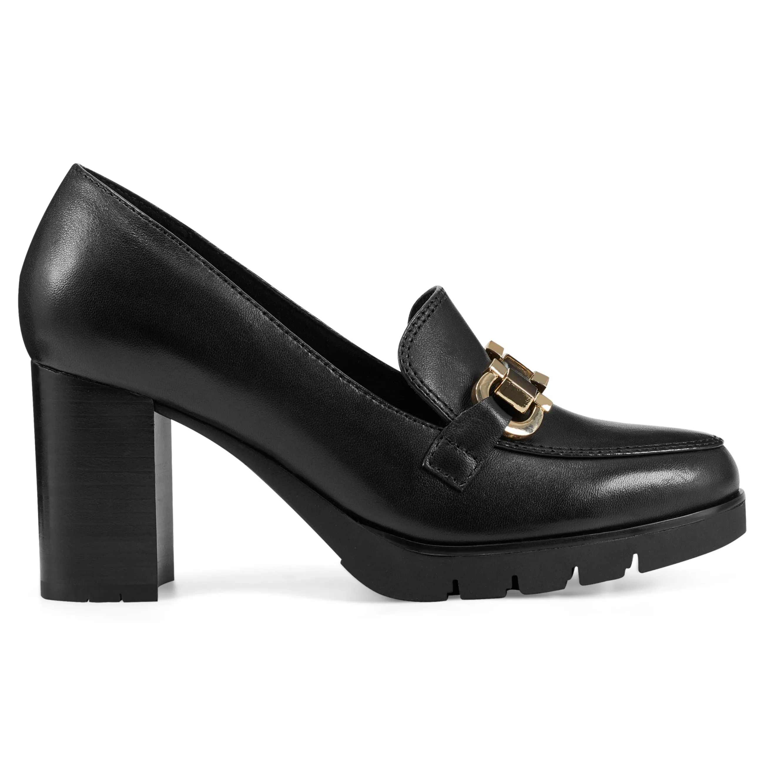 Fashion Easy Spirit Mirror Lug Sole Dress Pumps BlackLeather